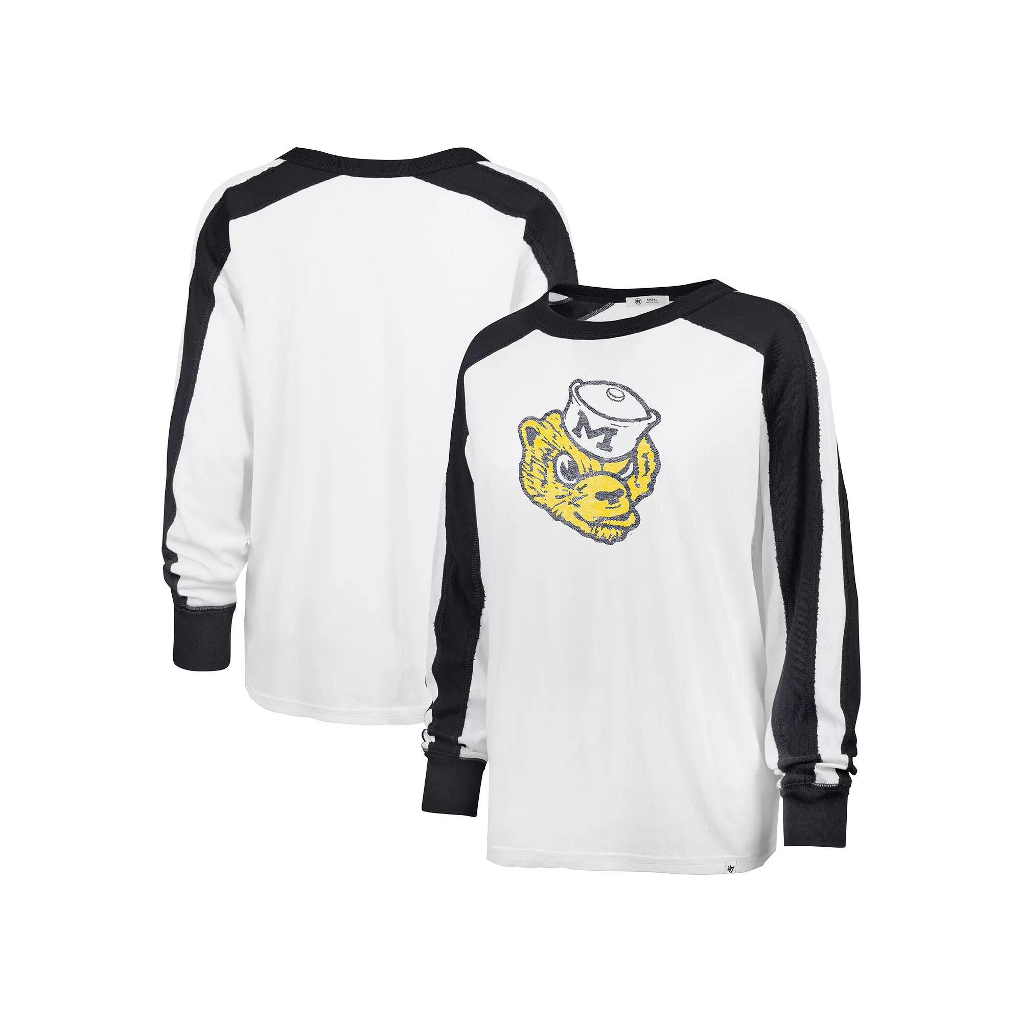 Women's '47 White Michigan Wolverines Premier Caribou Long Sleeve T-Shirt,  Product Image