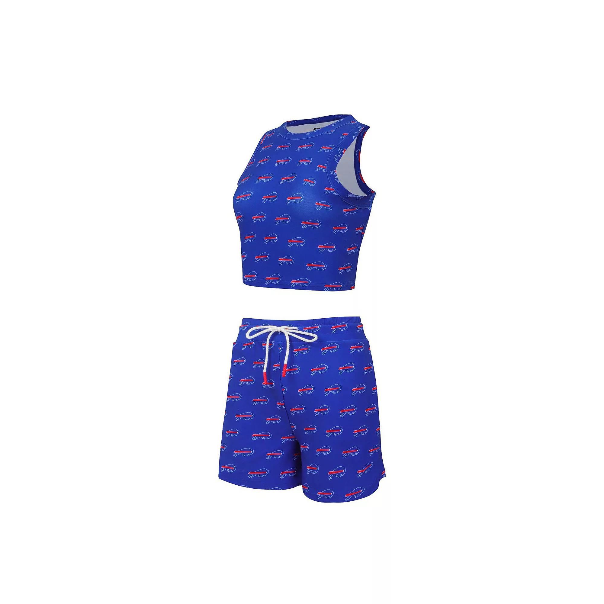 Women's Concepts Sport Buffalo Bills Gauge Allover Print Cropped Tank Top & Shorts Sleep Set,  Product Image