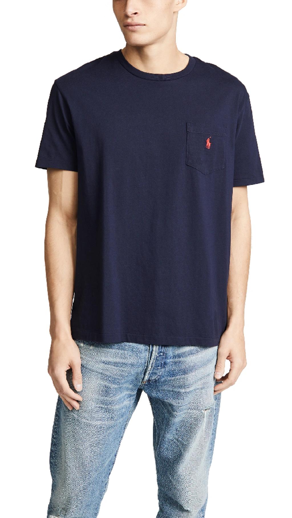 POLO RALPH LAUREN Slim-fit Logo-embroidered Cotton-jersey T-shirt In Navy Product Image