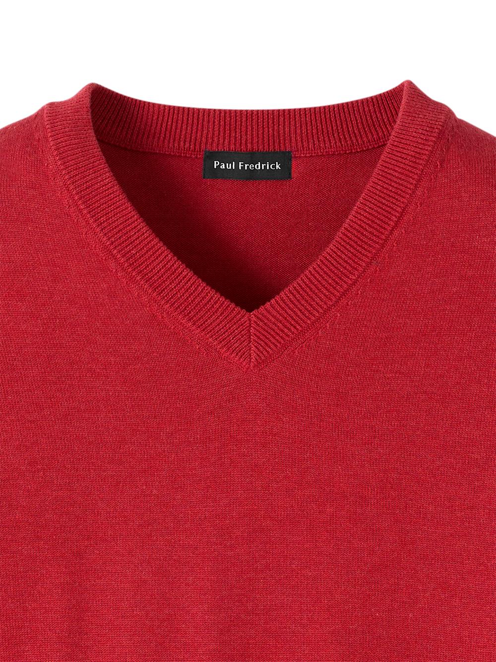 Supima Cotton V-neck Sweater - Red Product Image