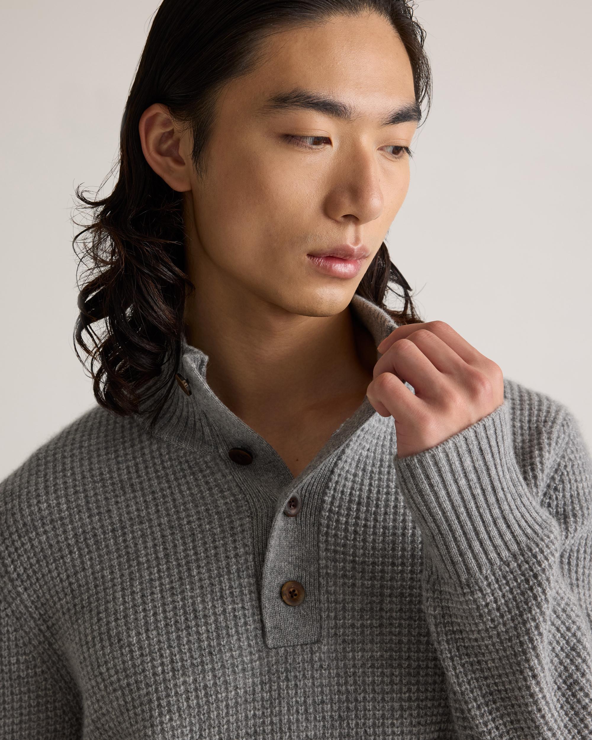 Quince | Men's Mongolian Cashmere Waffle Quarter Button Sweater Product Image