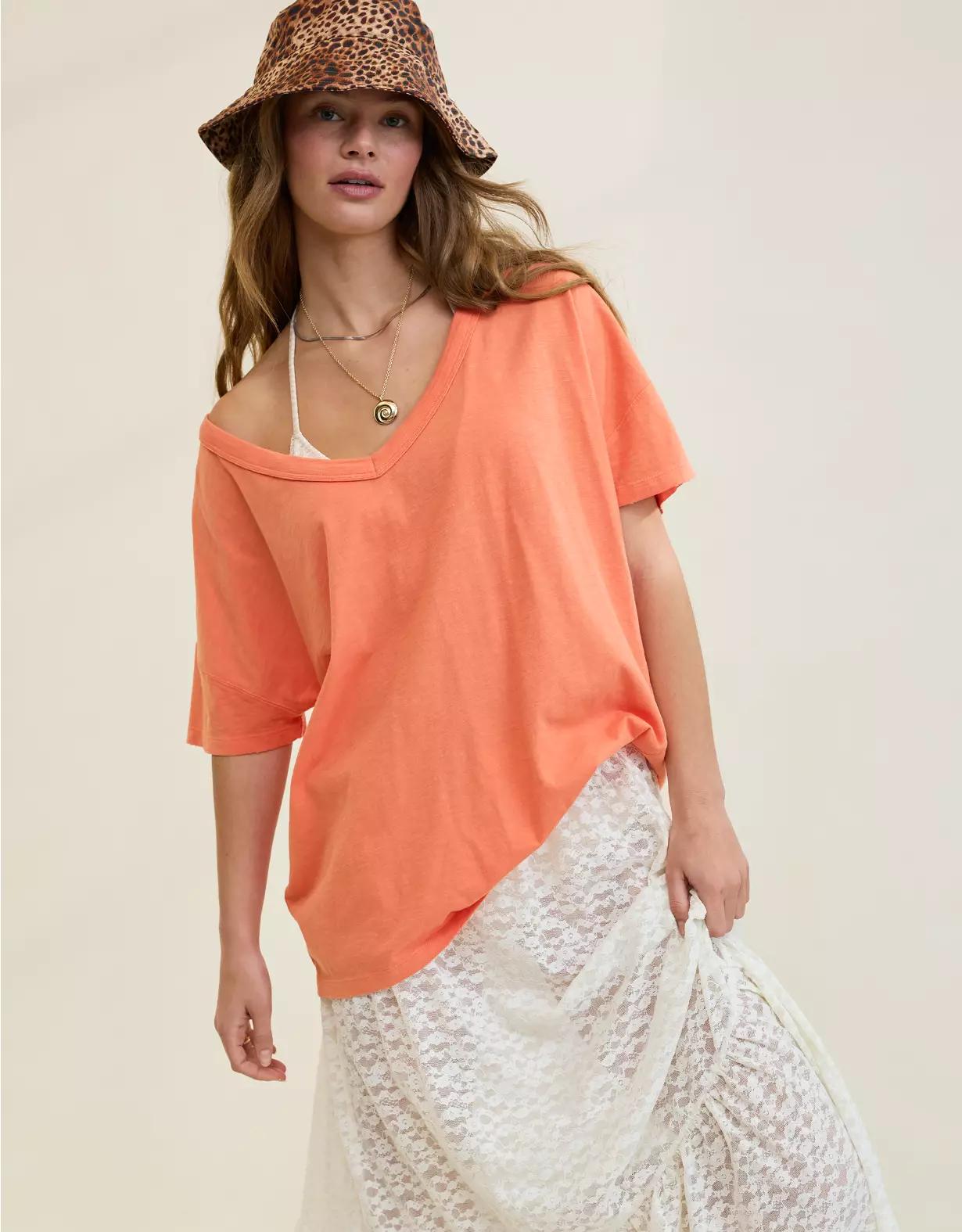 Aerie Oversized V-Neck Boyfriend T-Shirt Product Image