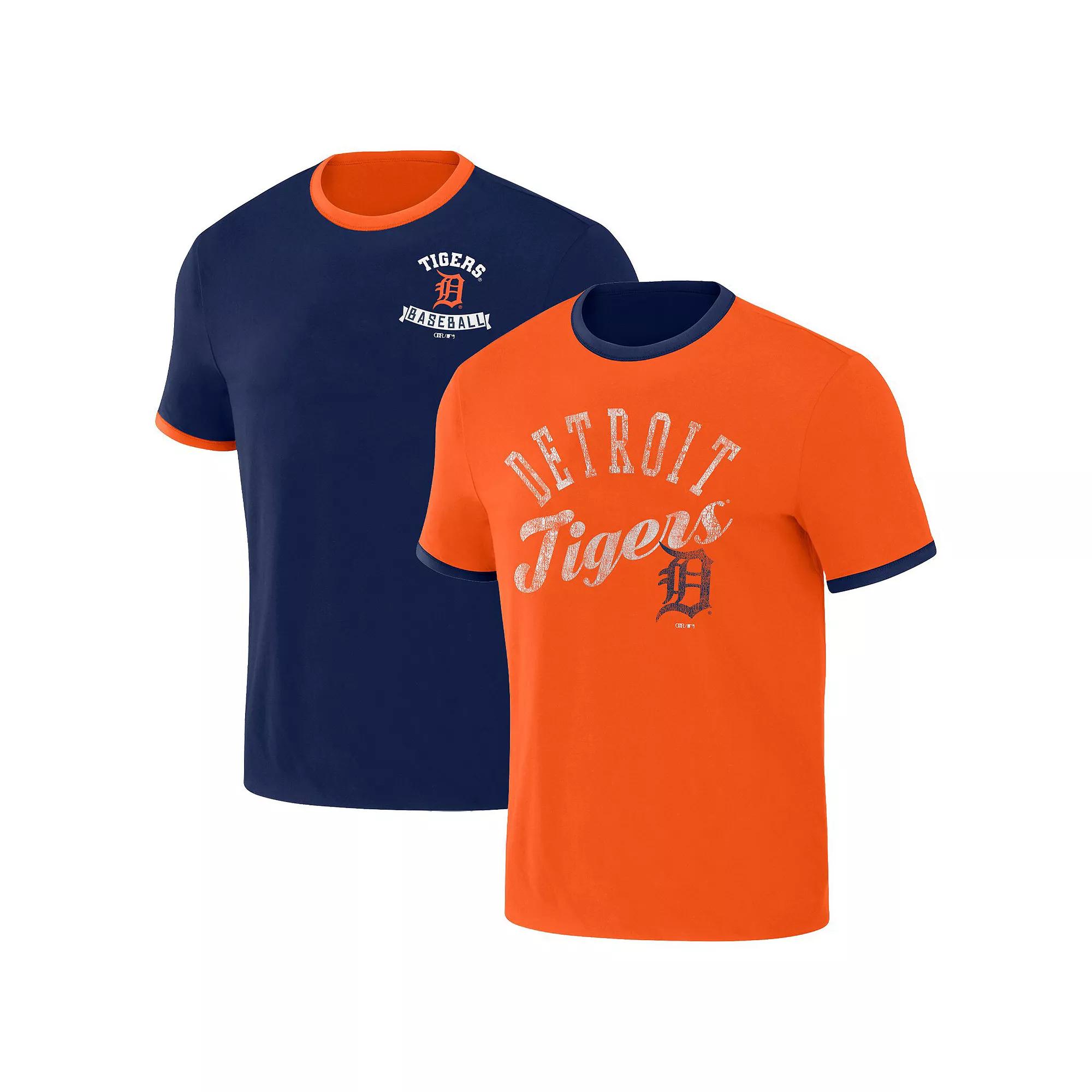 Men's Darius Rucker Collection by Fanatics Navy/Orange Detroit Tigers Two-Way Ringer Reversible T-Shirt, Size: Small, Blue Product Image