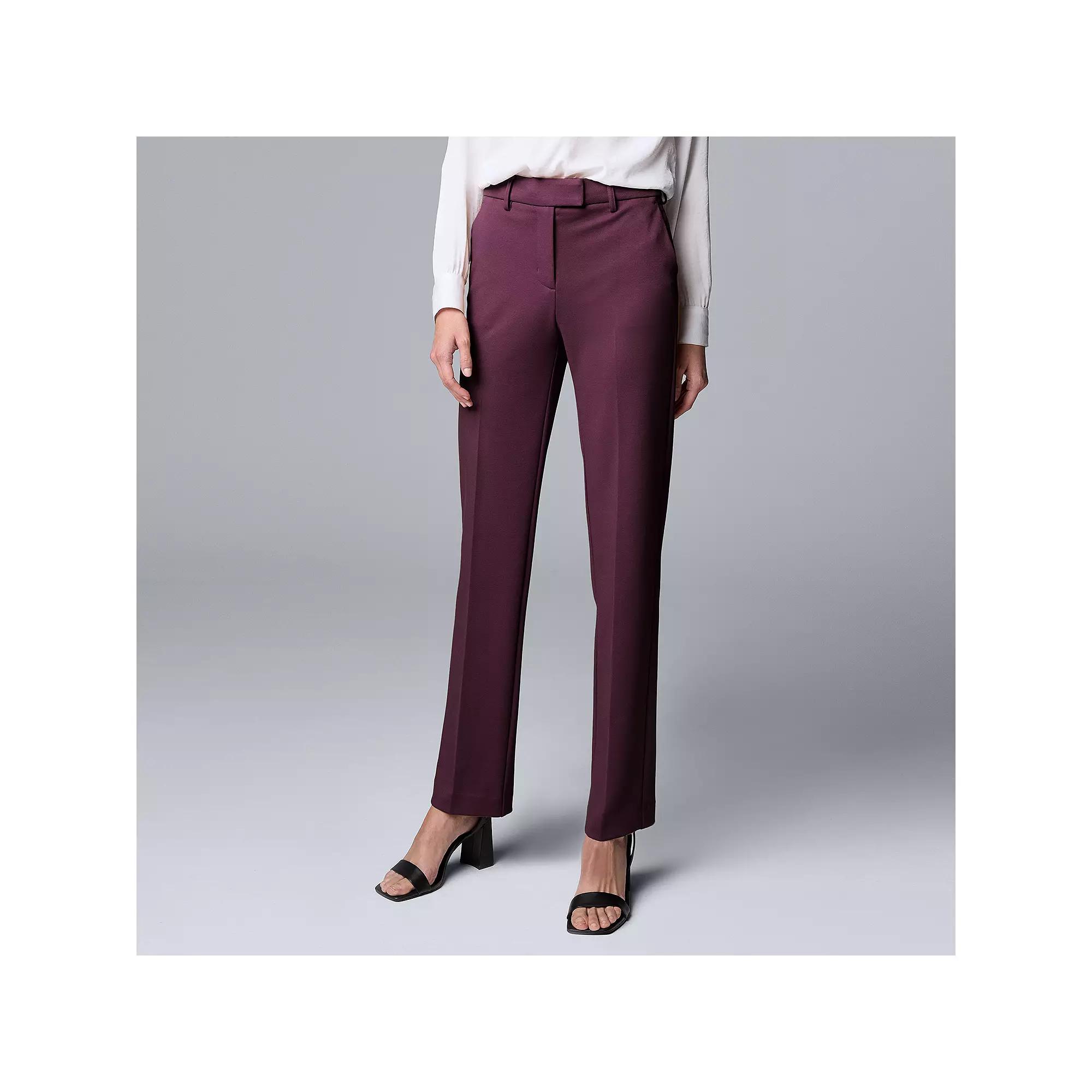 Women's Simply Vera Vera Wang High-Rise Slim Straight Pants, Size: 6 Short, Madeira Purple Product Image