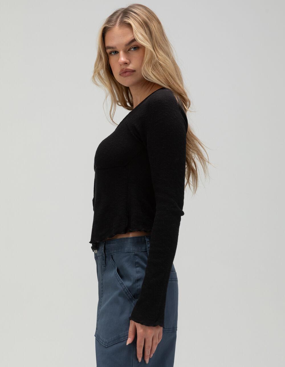 RSQ Womens Long Sleeve Flyaway Top - BLACK Product Image