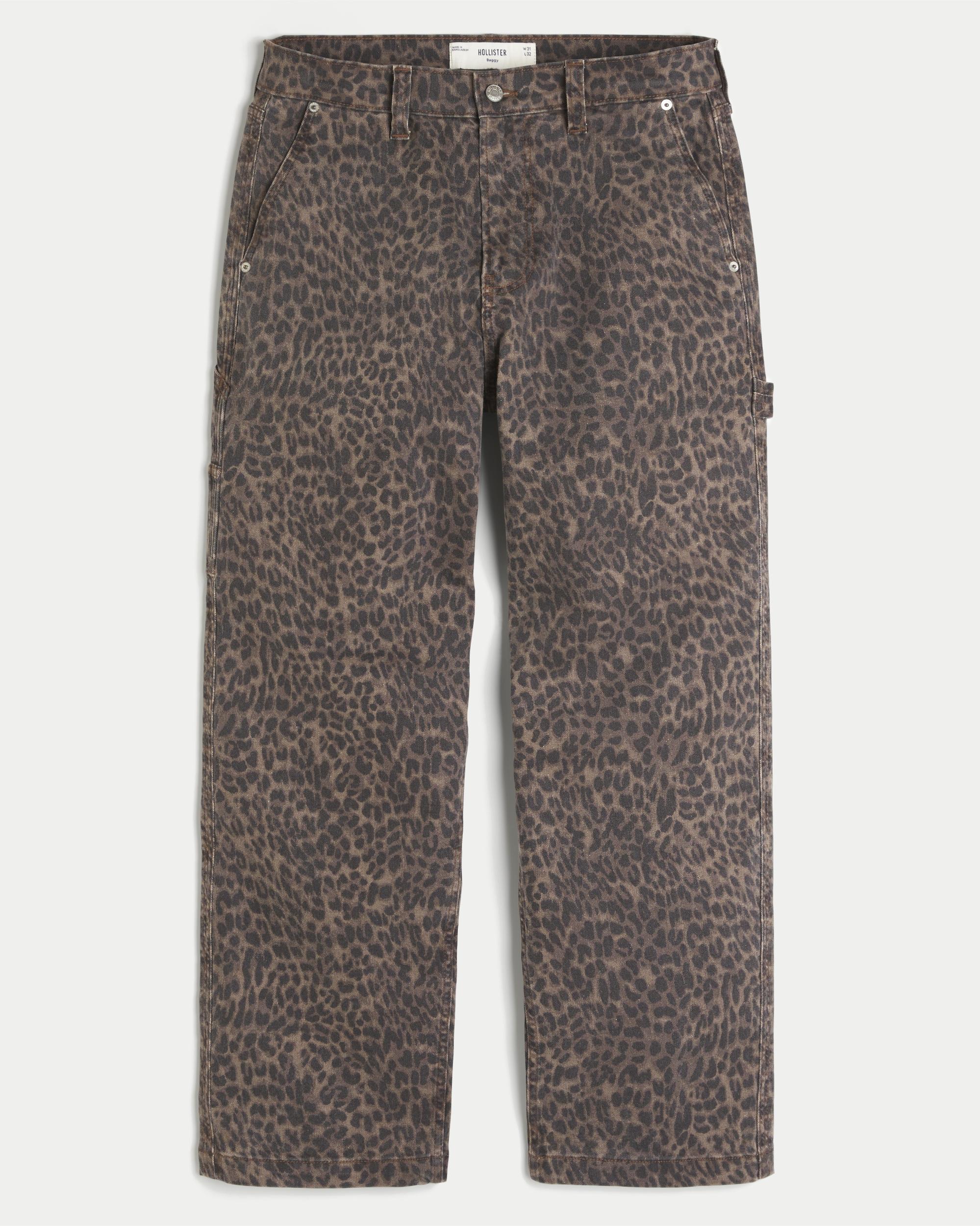 Leopard Print Baggy Painter Jeans Product Image