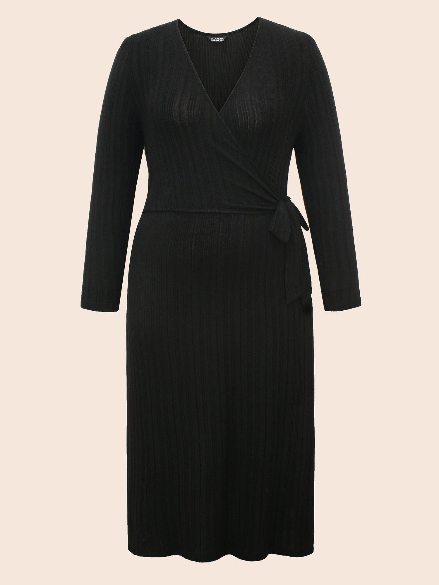 Airy Cozy Waist-Tie Wrap Midi Dress Female Product Image