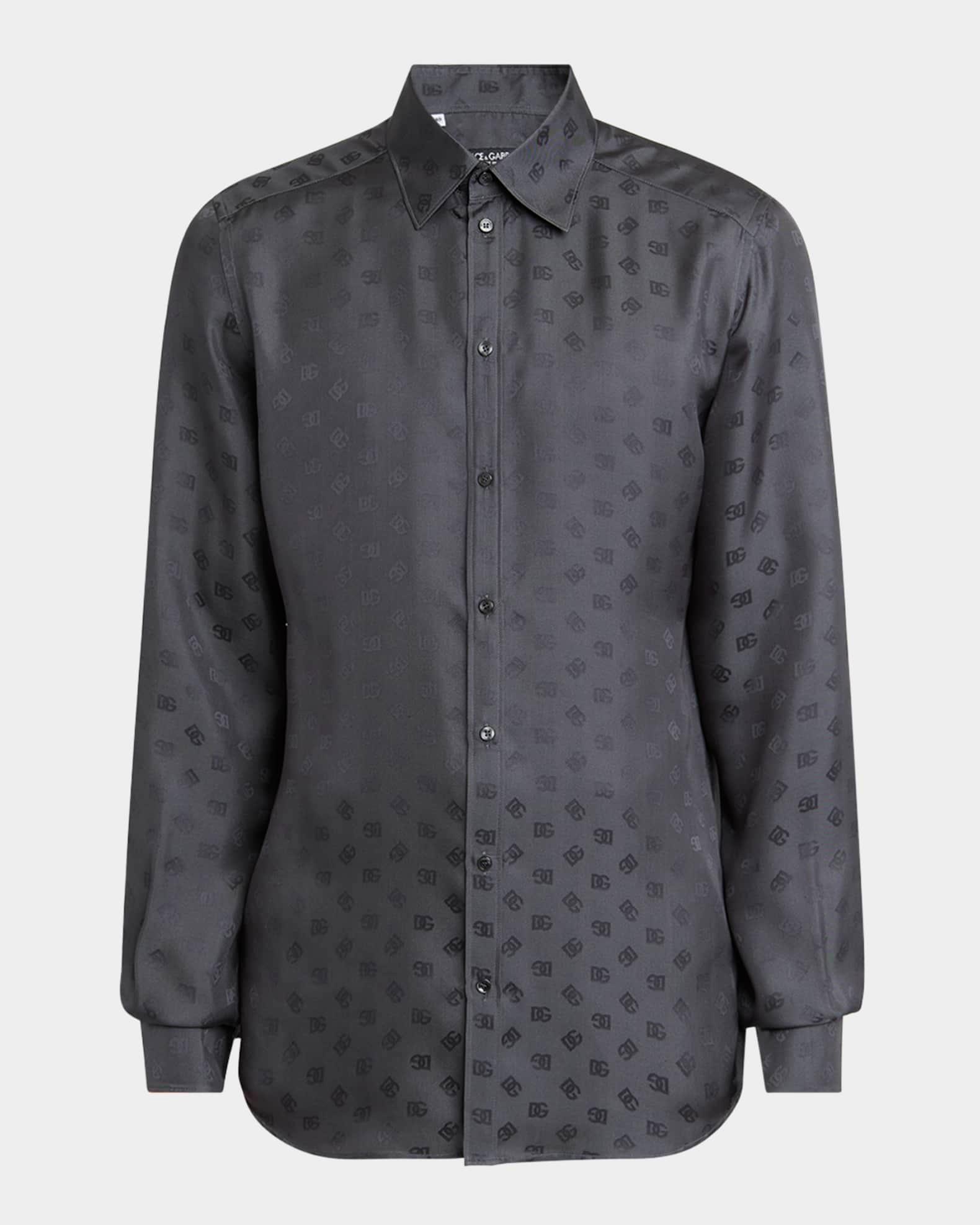 Men's Silk Jacquard Logo Martini-Fit Sport Shirt Product Image