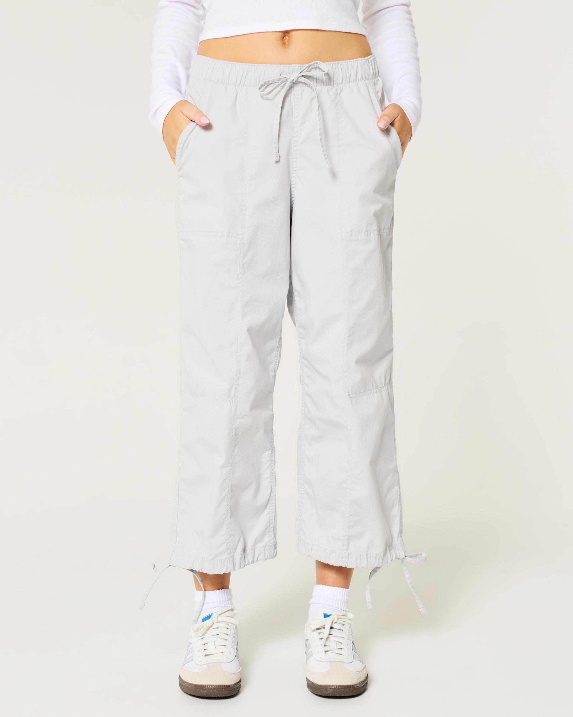Low-Rise Poplin Baggy Capri Pants Product Image