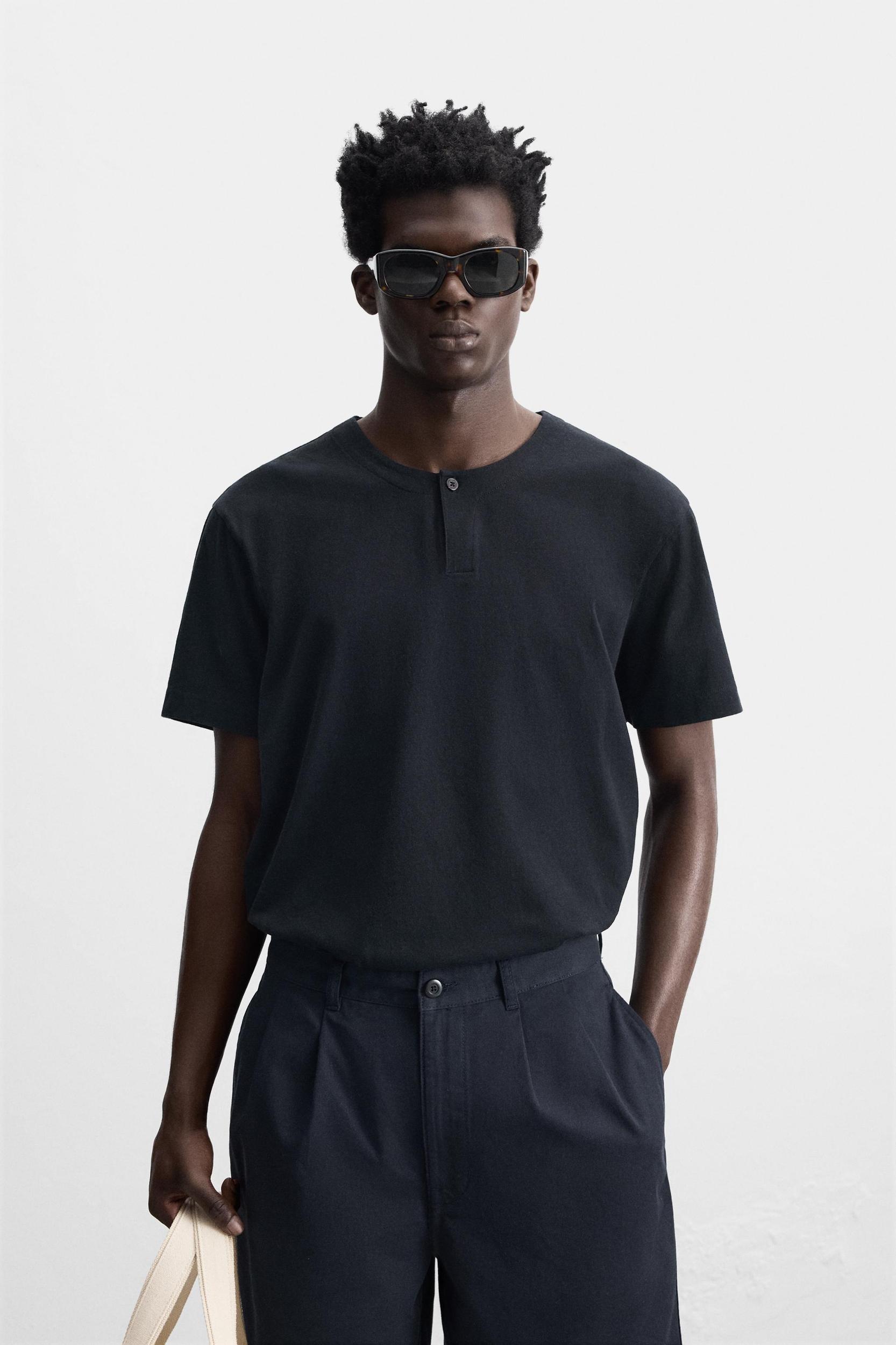 BUTTON NECK T-SHIRT Product Image