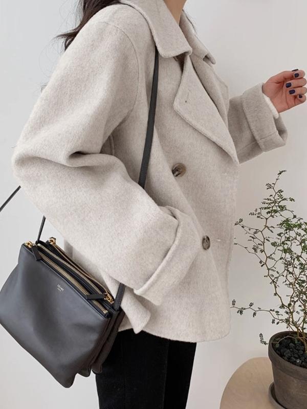 Shawl Collar Double Breasted Loose Jacket Product Image