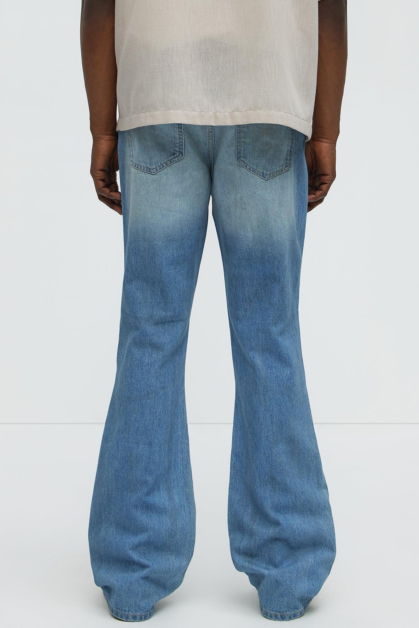 Out And About Ripped Stacked Slim Flare Jeans - Light Wash Male Product Image