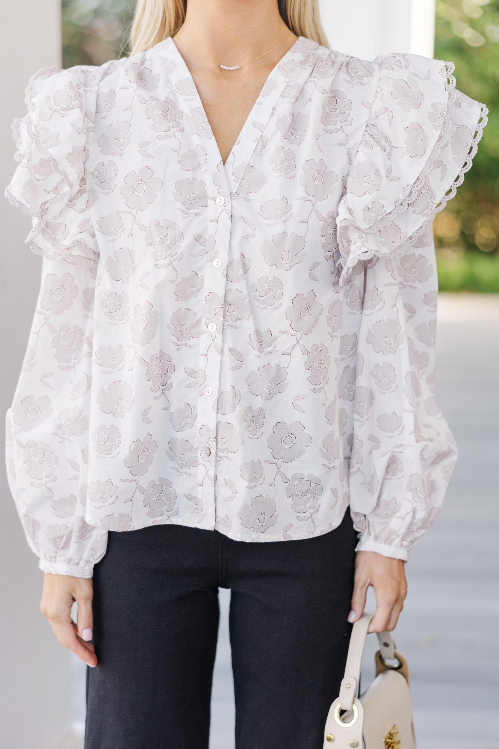 The Rendezvous Cream Floral Blouse Female Product Image