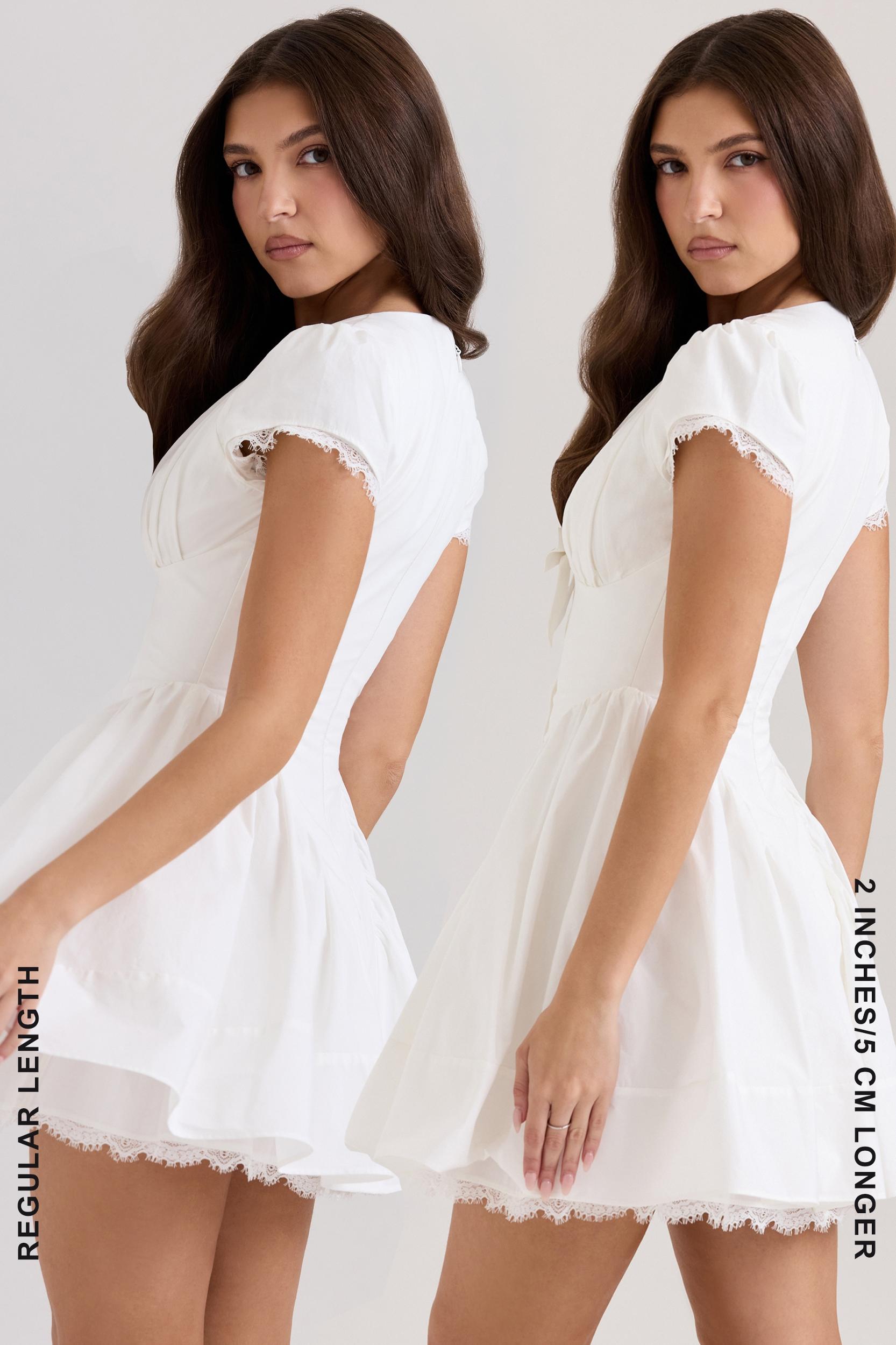 Emiliana  white stretch cotton mini dress Product Image