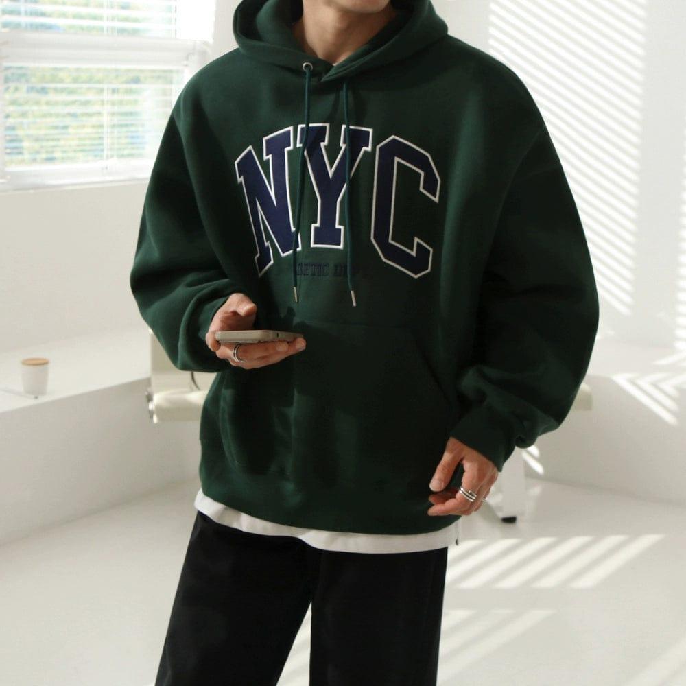 RT No. 11065 NYC EMBROIDERED LETTERED PULLOVER HOODIE Product Image