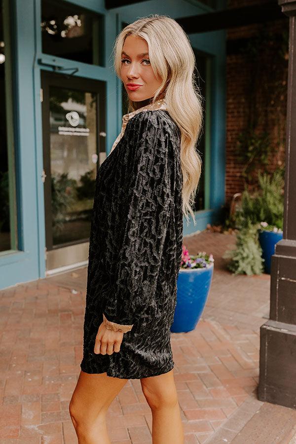 Chardonnay And Candlelight Velvet Mini Dress in Black Product Image