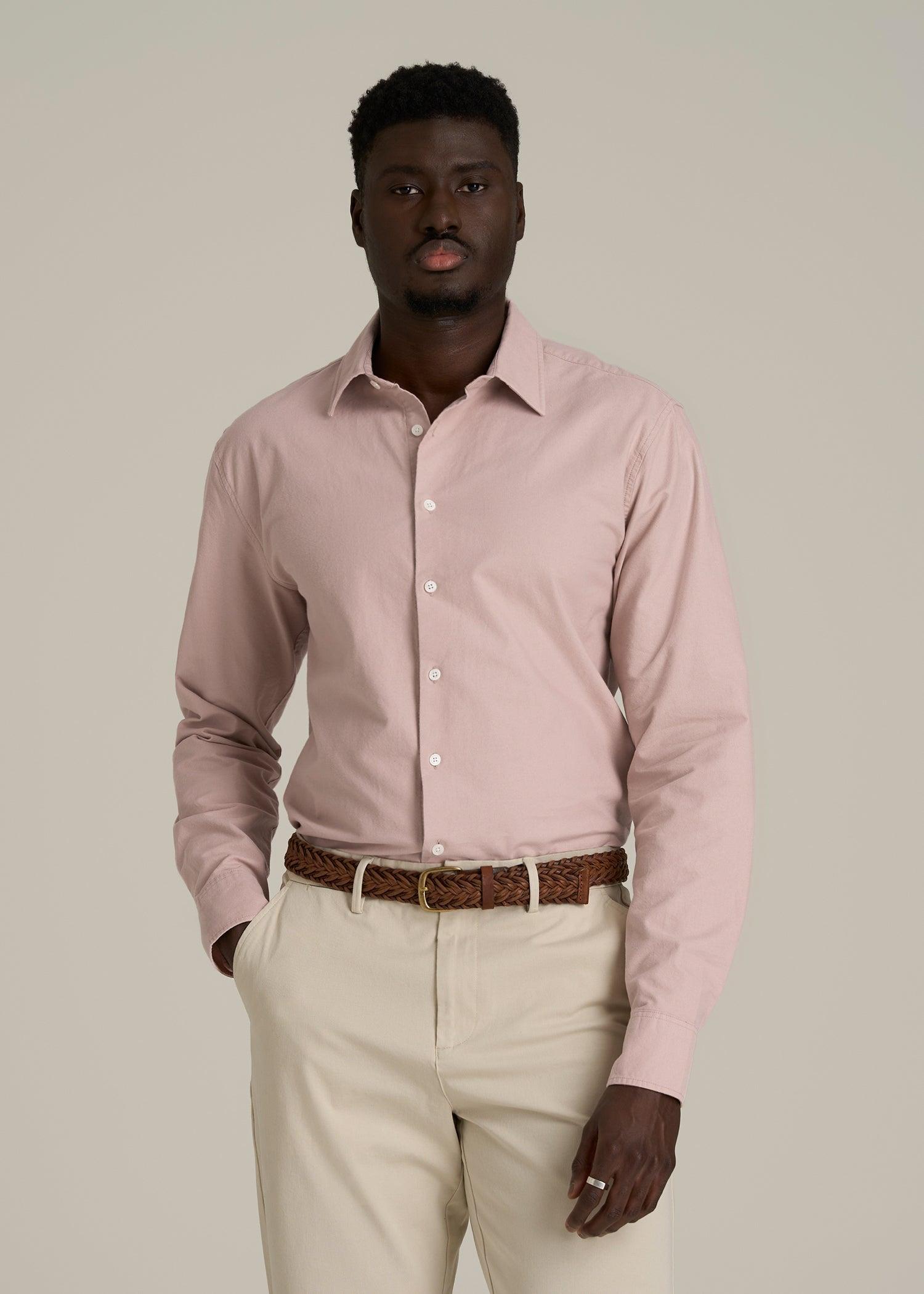 Pinpoint Oxford Shirt for Tall Men in Desert Rose Male Product Image