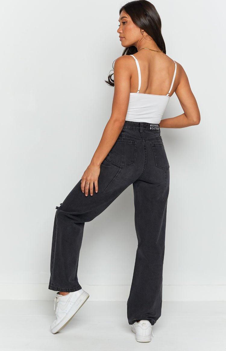 Robin Wide Leg Jeans Black Wash Product Image