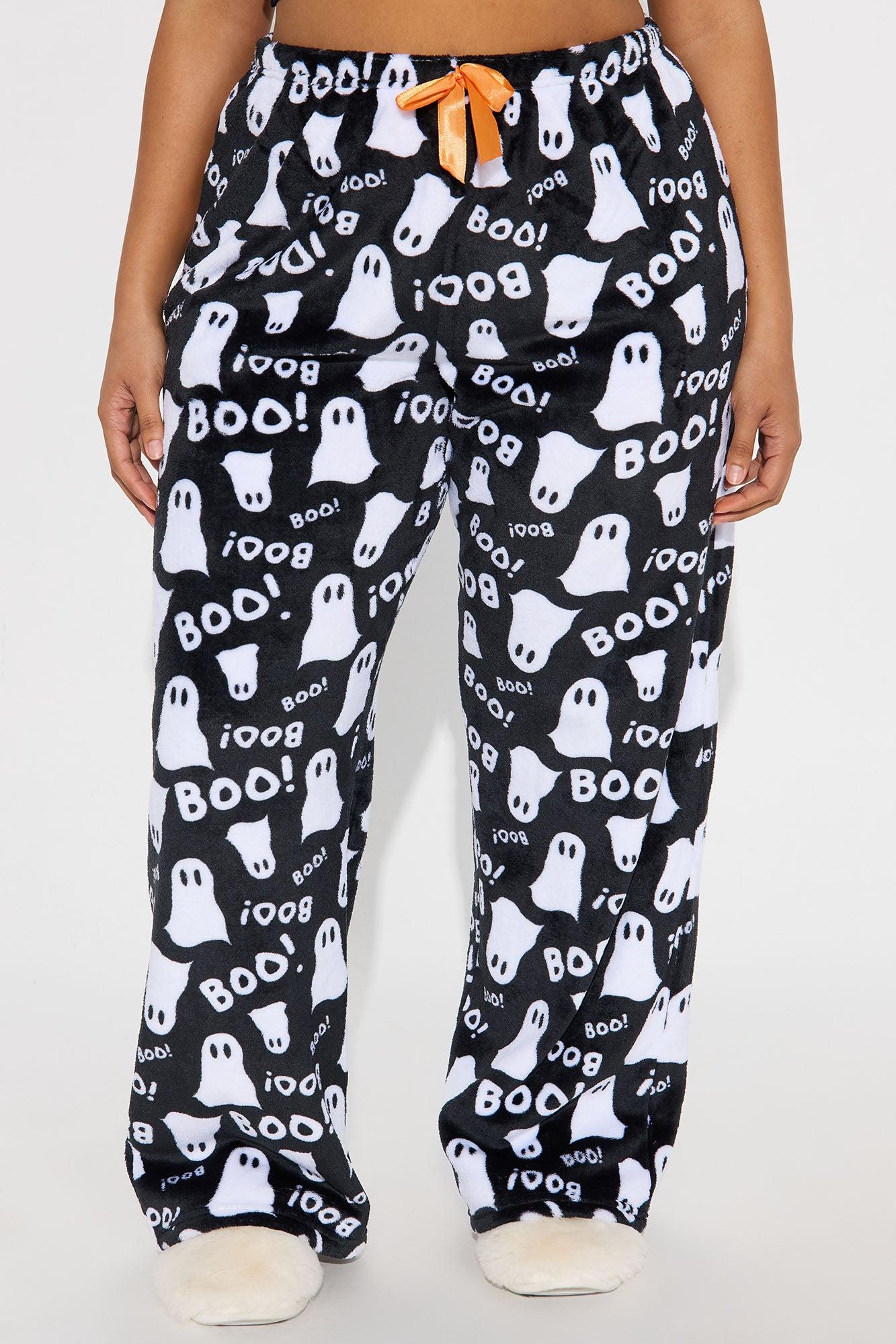 Queen Of Ghosting Halloween Plush PJ Pant - Black/White Female Product Image