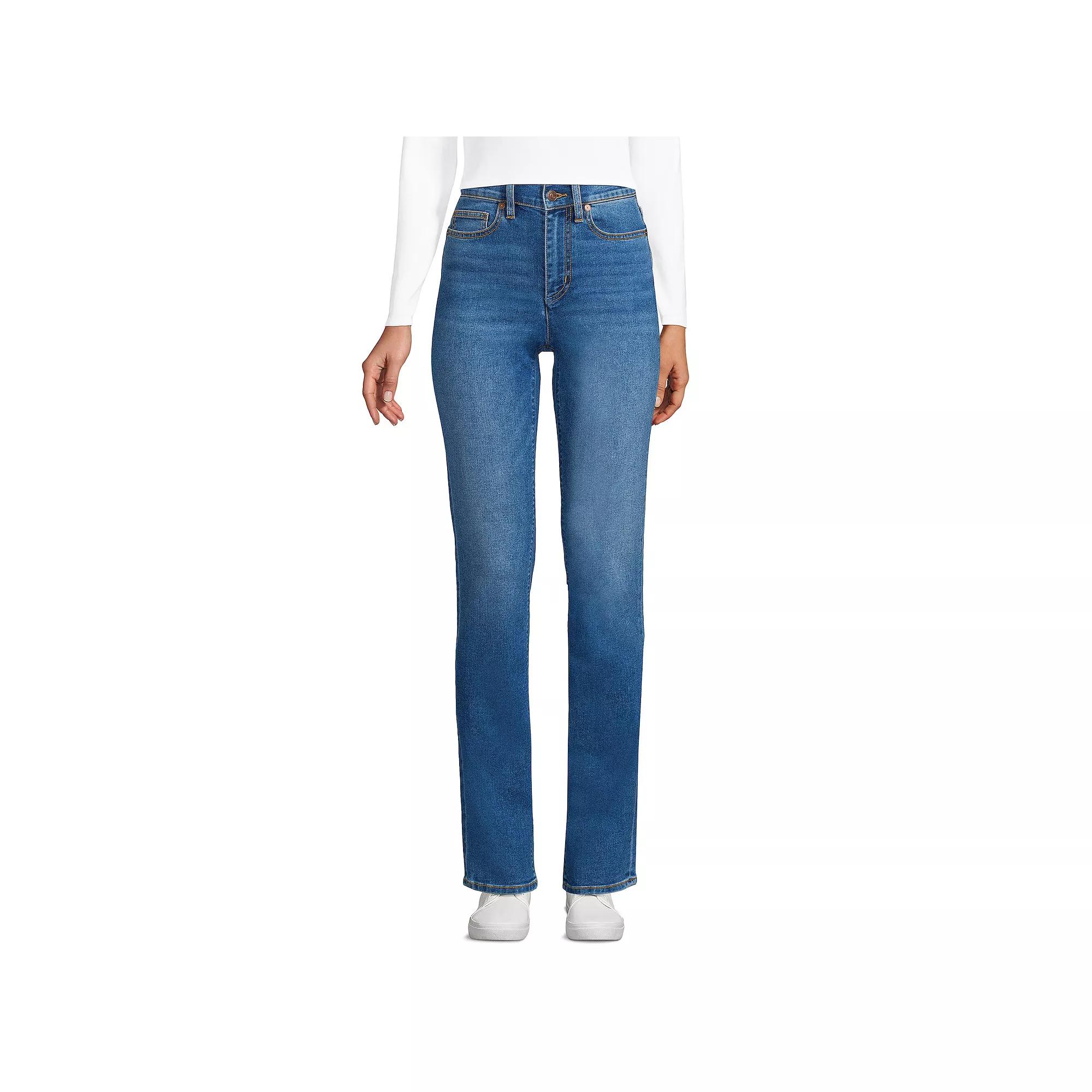 Petite Lands' End Recover High-Rise Straight-Leg Jeans, Women's,  Product Image