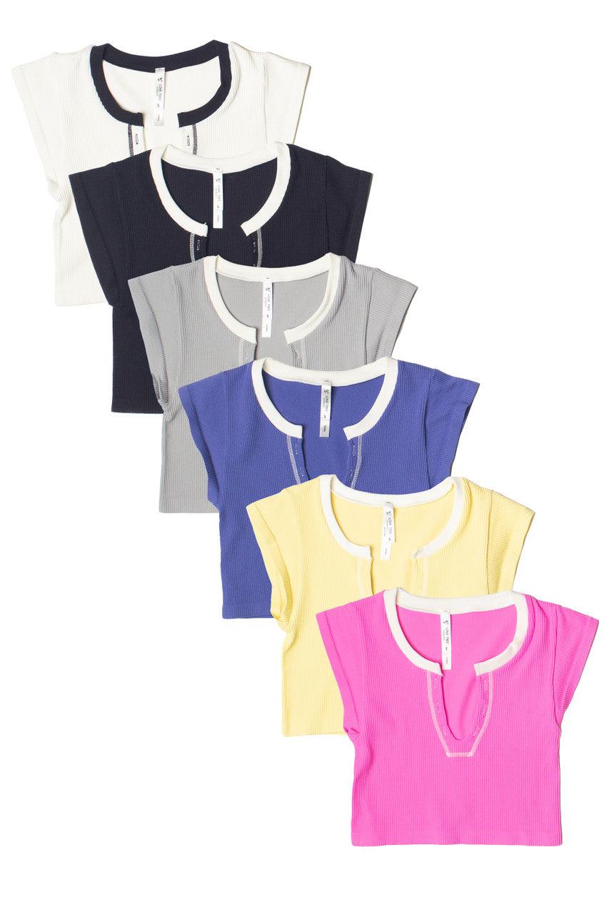 Sporty Notch Neck Seamless Crop Top Product Image