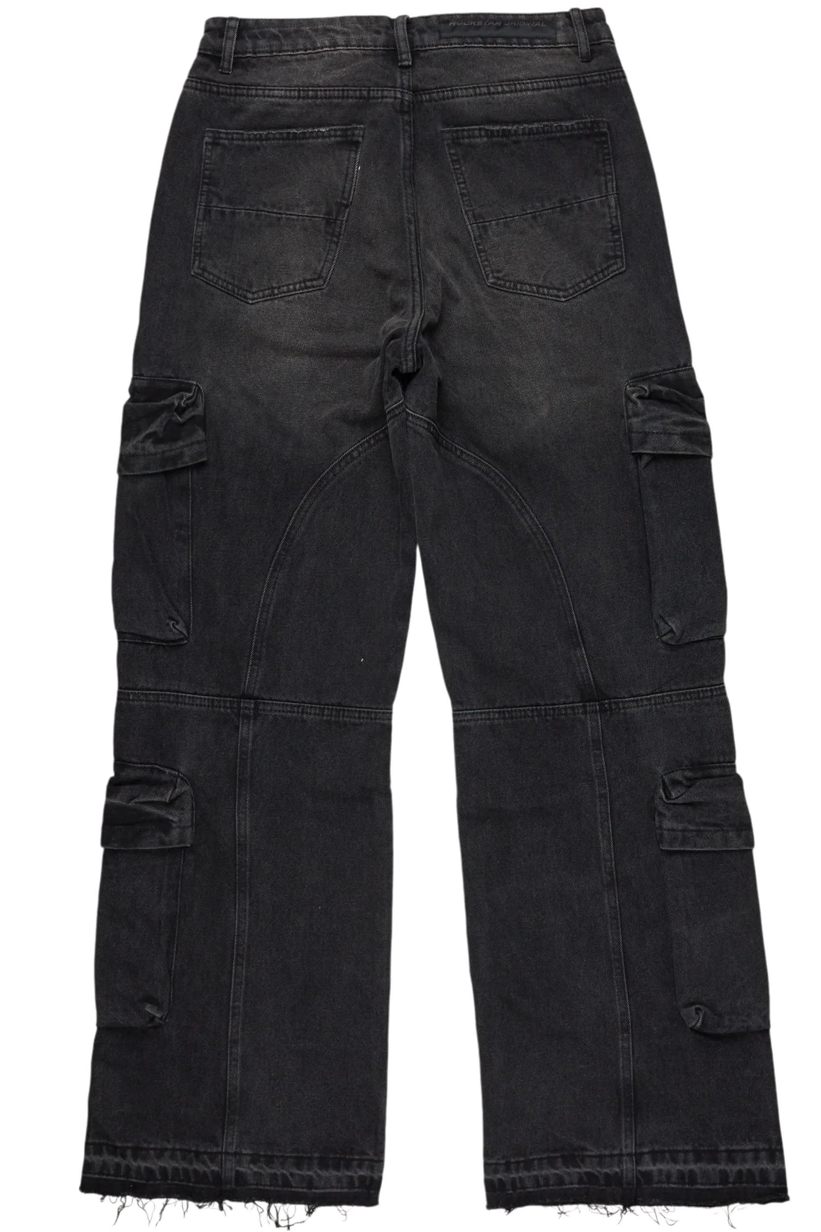 Alary Painter Black Baggy Fit Cargo Jean Male Product Image