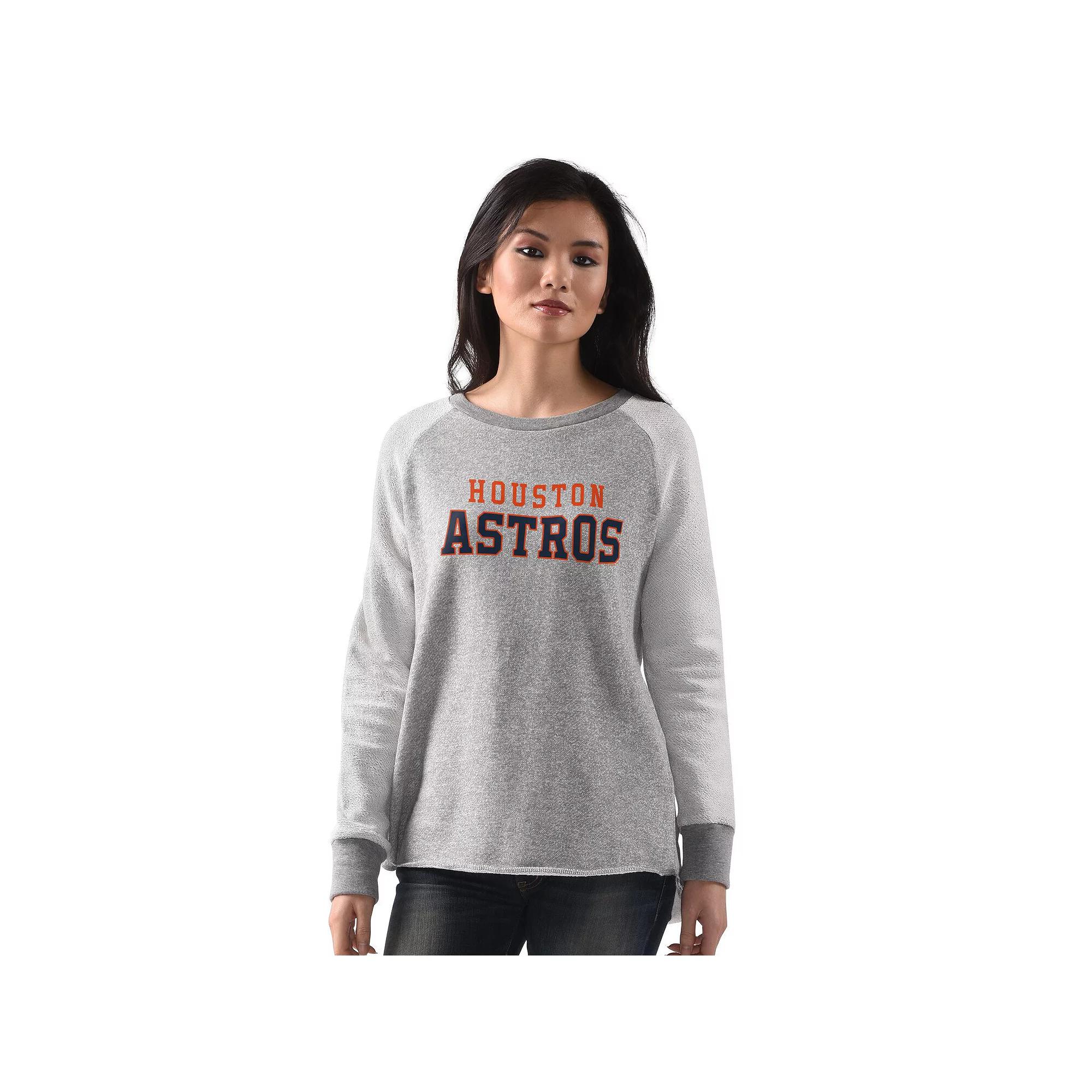 Women's G-III 4Her by Carl Banks Heather Gray Houston Astros Gridiron Raglan Pullover Sweatshirt,  Product Image