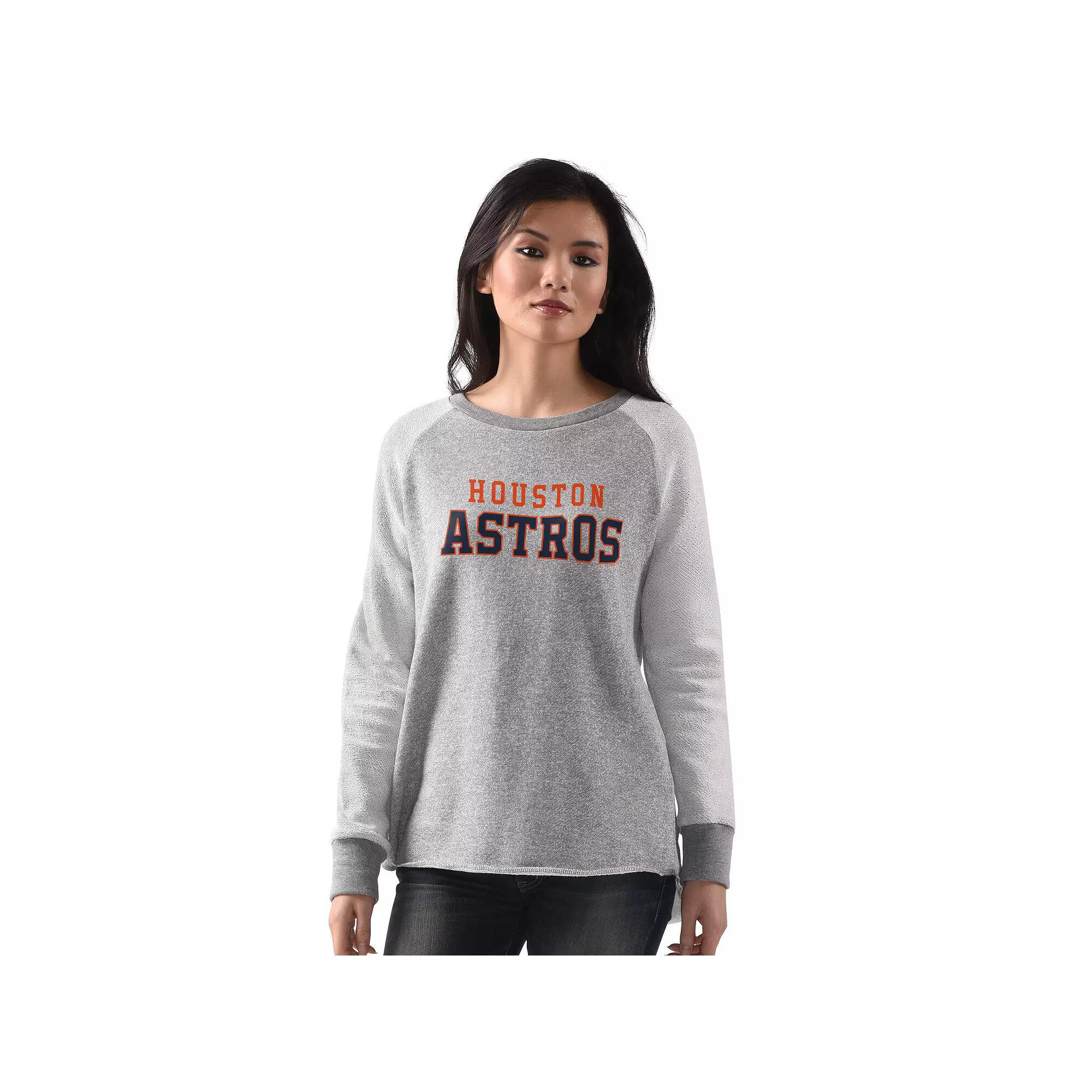 Women's G-III 4Her by Carl Banks Heather Gray Houston Astros Gridiron Raglan Pullover Sweatshirt,  Product Image