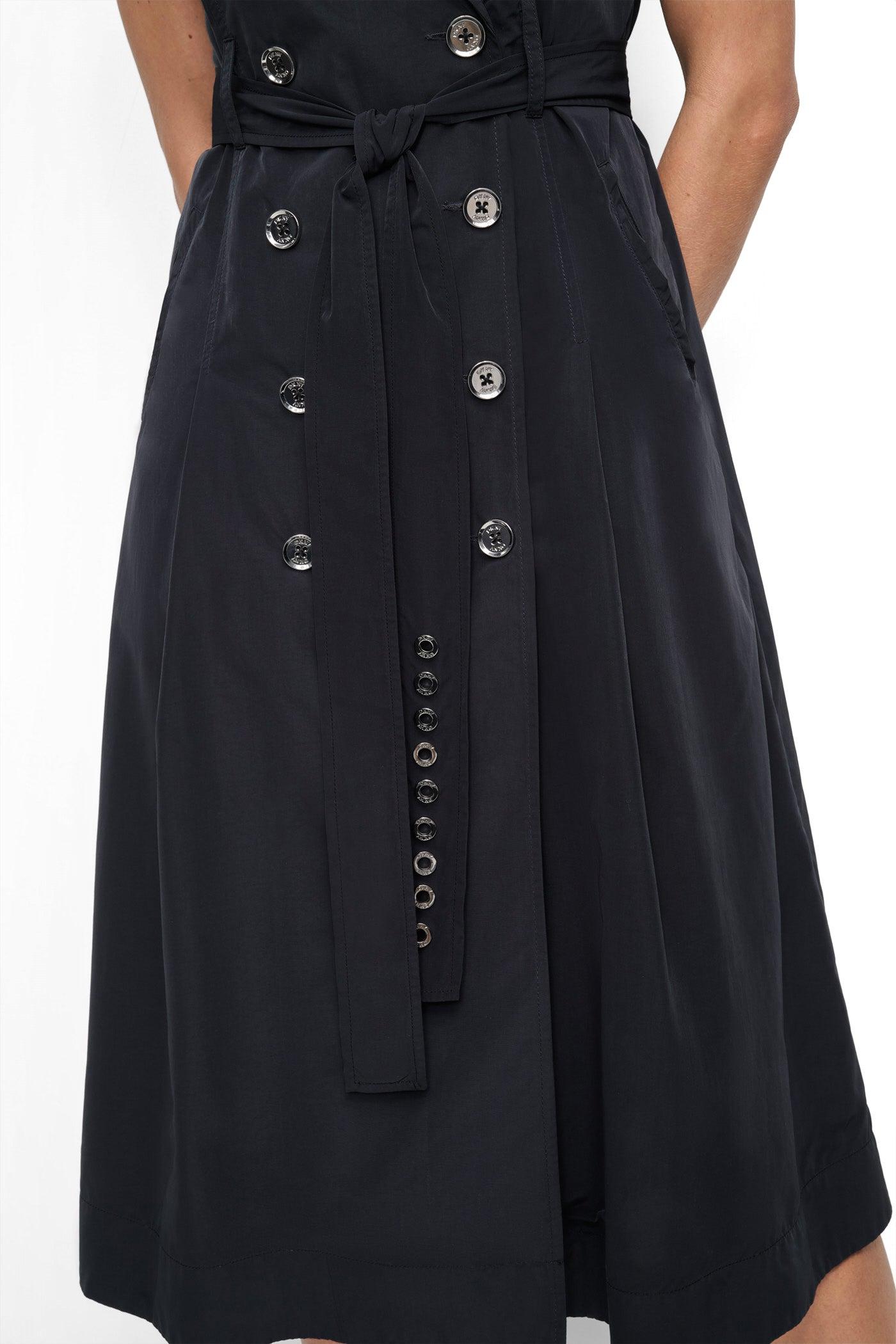 SLEEVELESS TECH COTTON BELTED MIDI DRESS Product Image