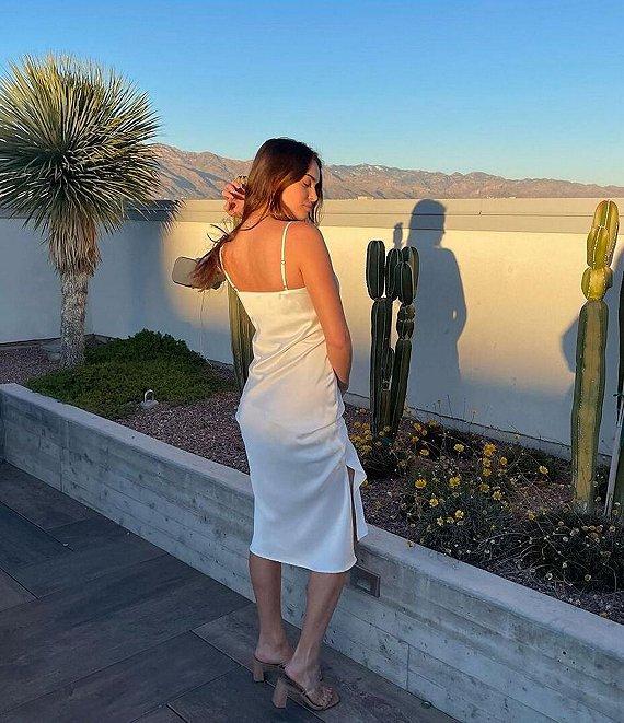 Gianni Bini Harper Satin V-Neck Sleeveless Slip Midi Dress Product Image