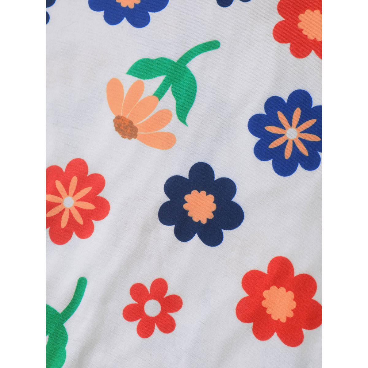 Plus Size Multi-Color Floral Print Babydoll Top Multicolor Women Gathered Natural Flowers Round Neck Everyday-Casual T-shirts BloomChic 18-20/2X Product Image