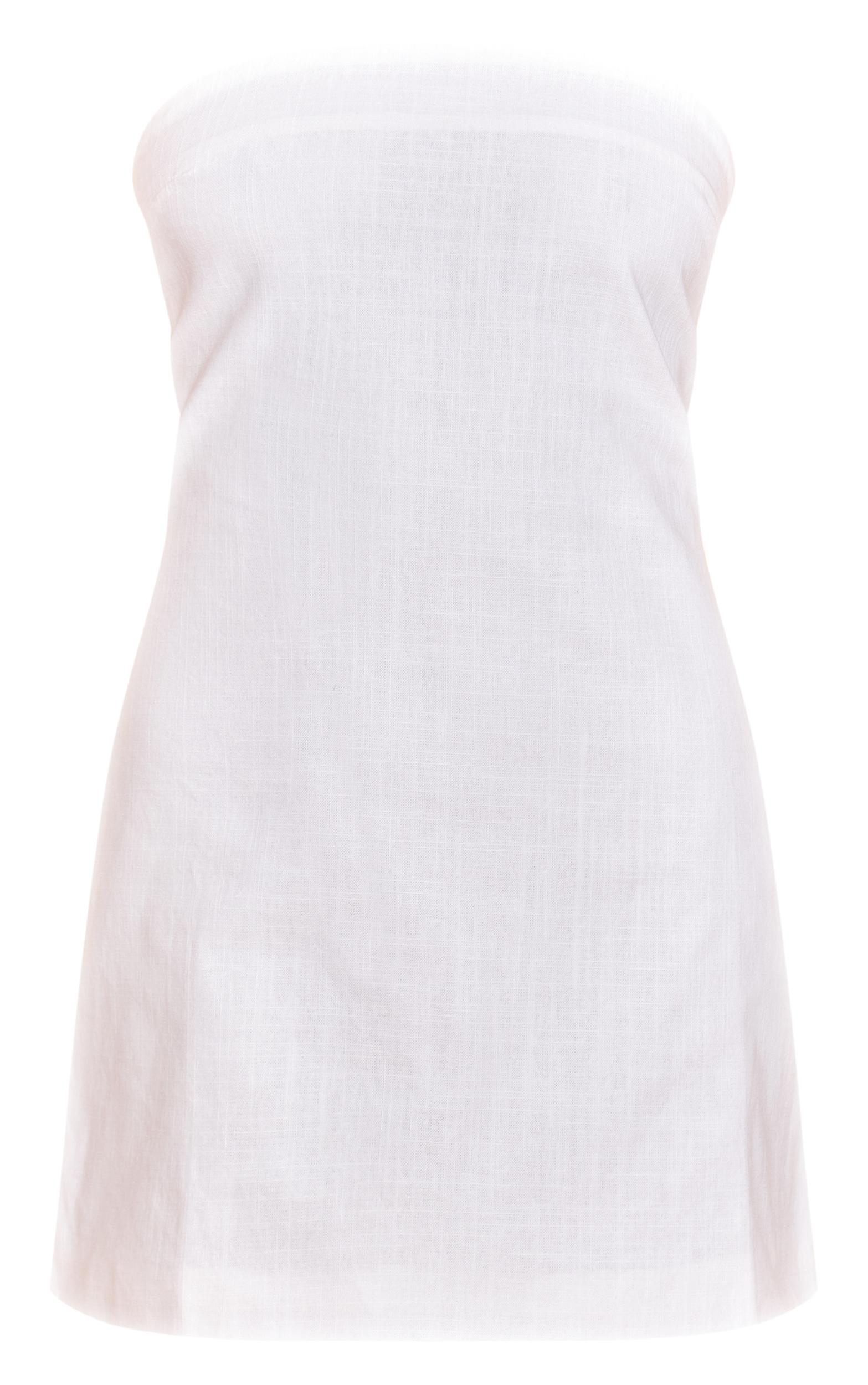 White Linen Look Bandeau Boxy Shift Dress Product Image