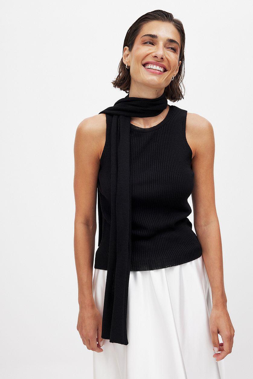 Knitted Scarf Detail Top Product Image