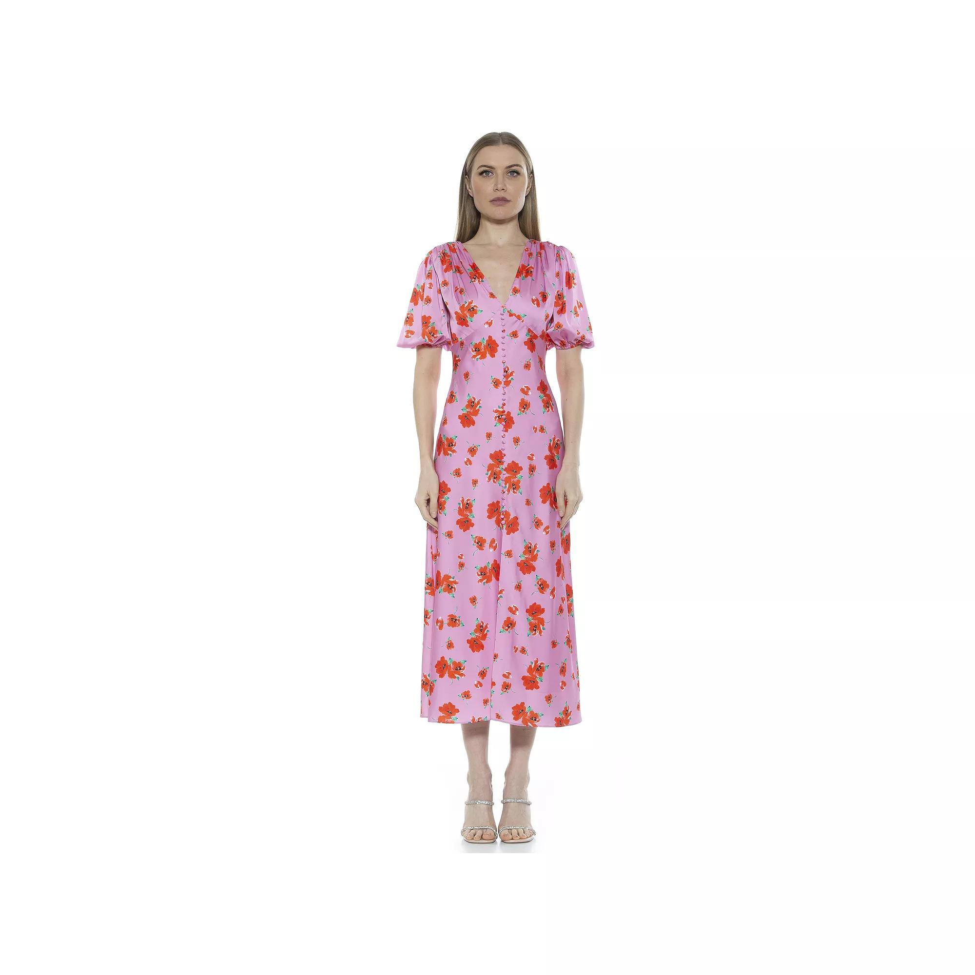 Women's ALEXIA ADMOR Lorelei Bubble Sleeve Midi Dress,  Product Image