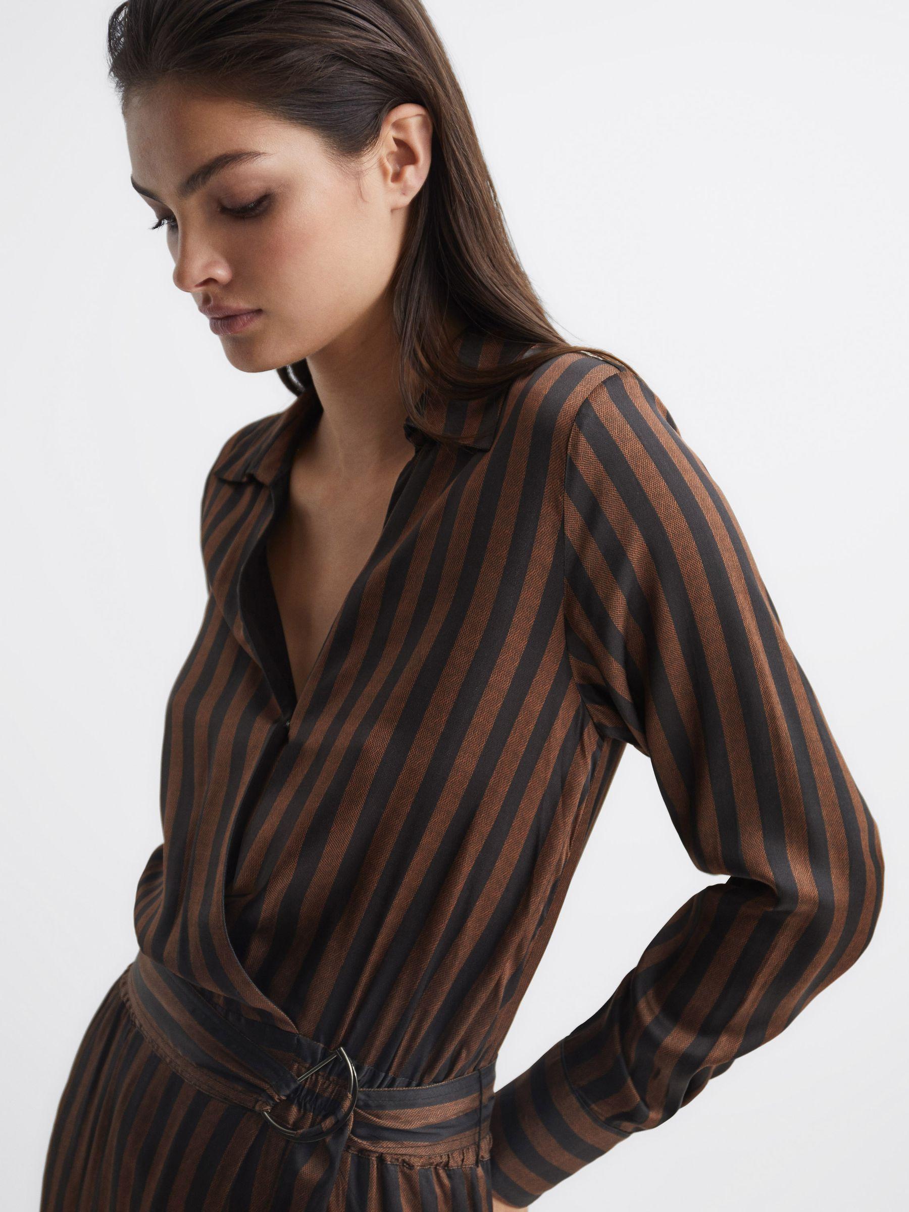 Stripe Shirt Dress in Brown Product Image