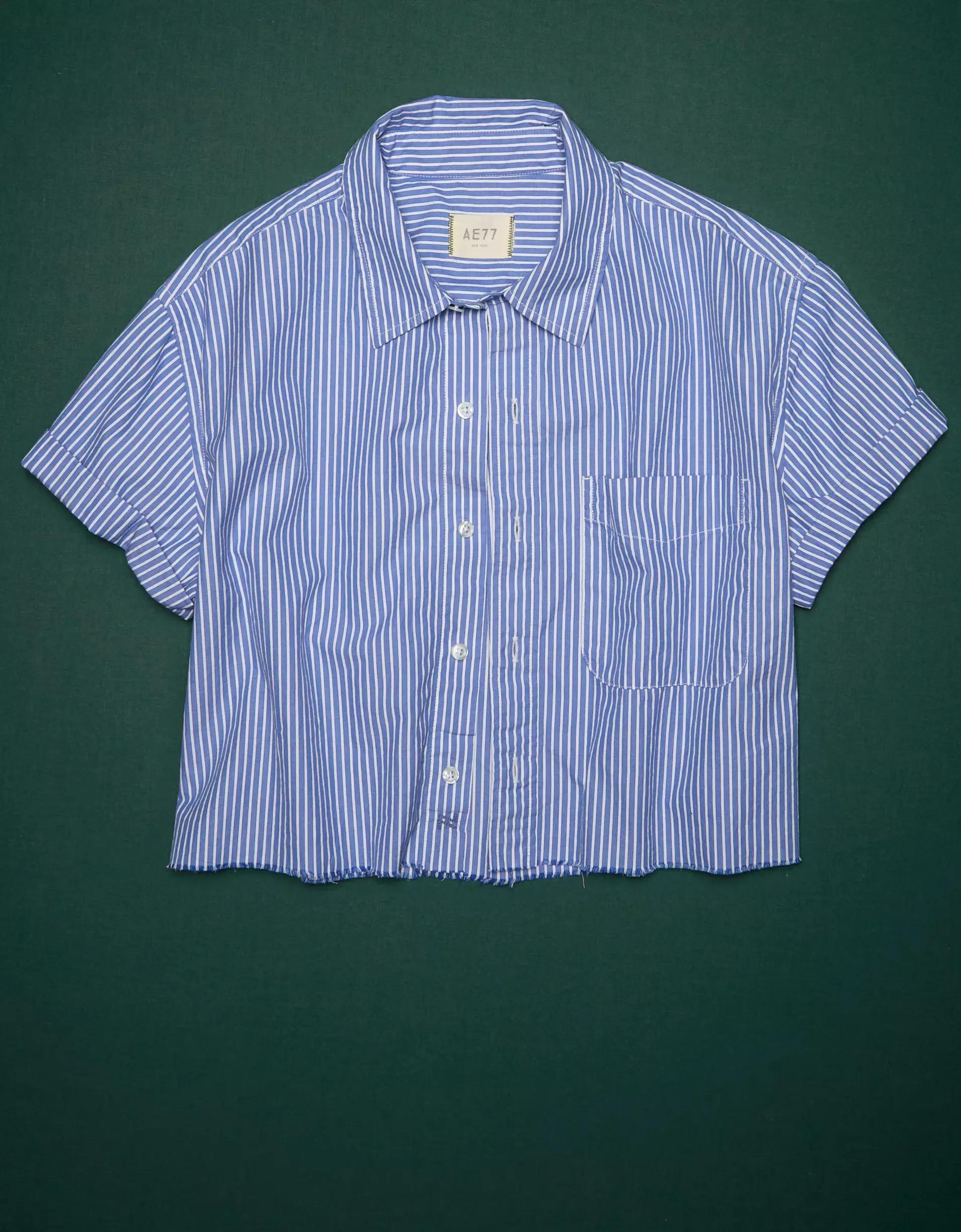 AE77 Premium Boxy Crop Poplin Shirt Product Image