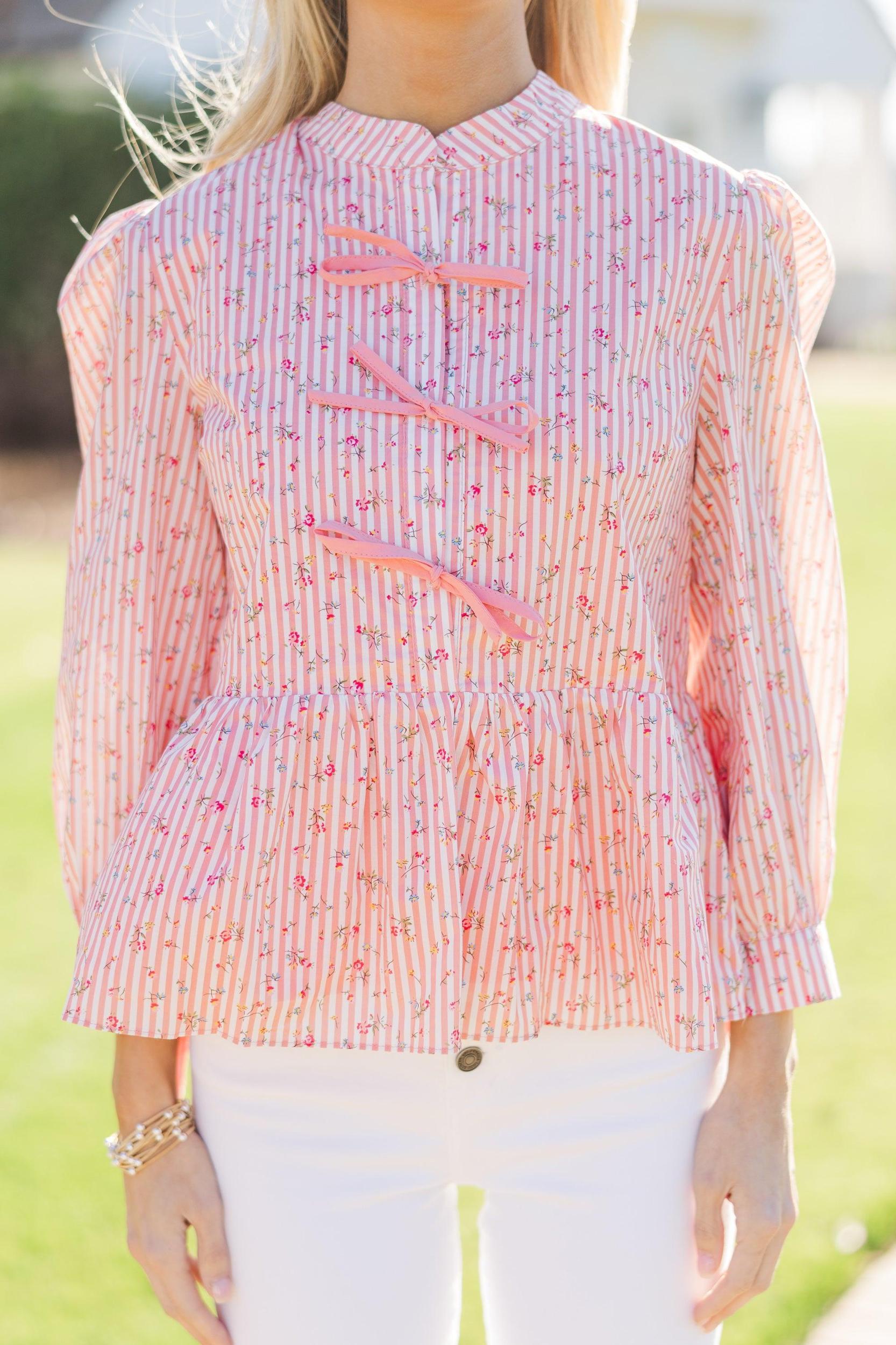 Endless Love Pink Striped Blouse Female Product Image