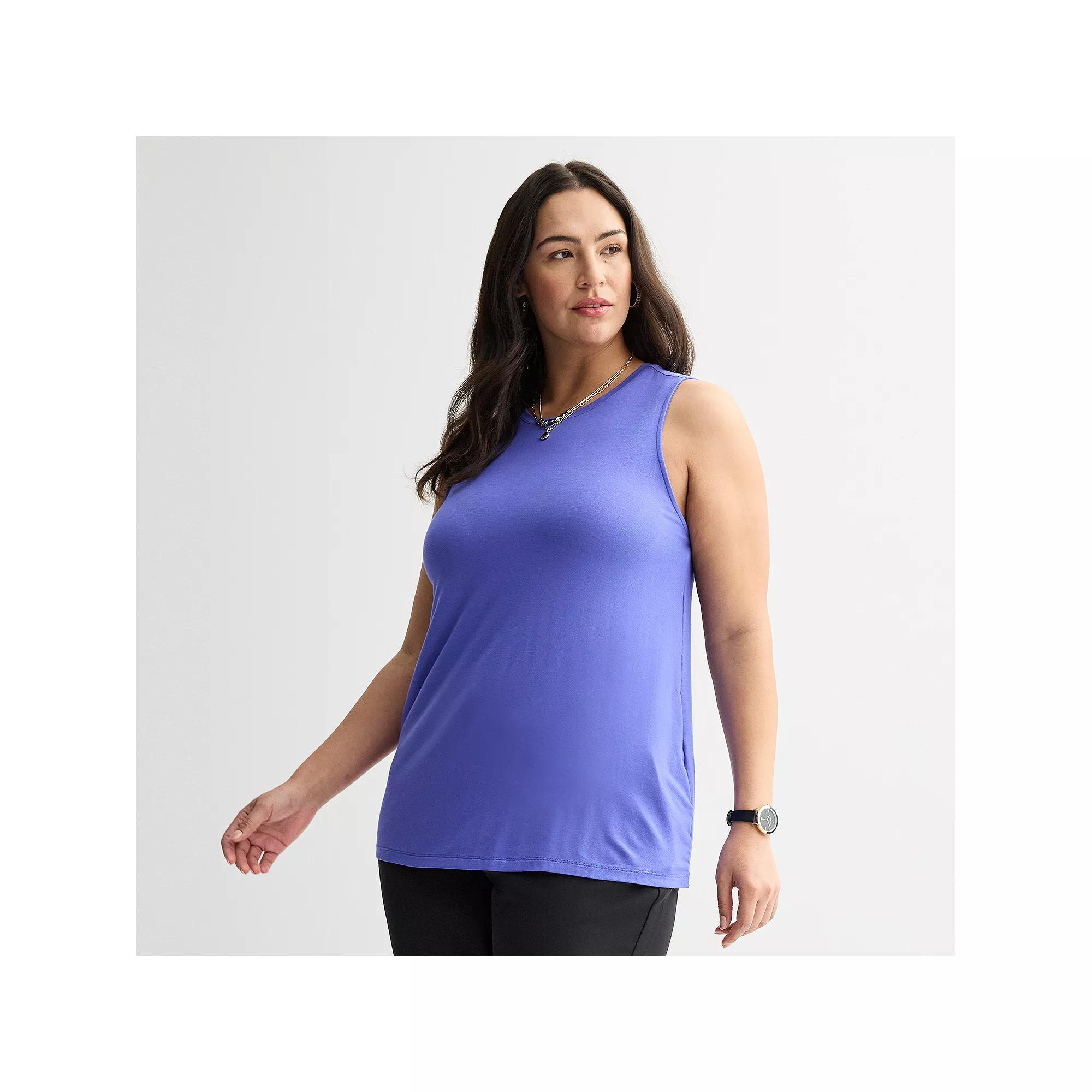 Plus Size Nine West Essential Easy High-Neck Tank, Women's, Size: 0X, Wesley Purple Product Image