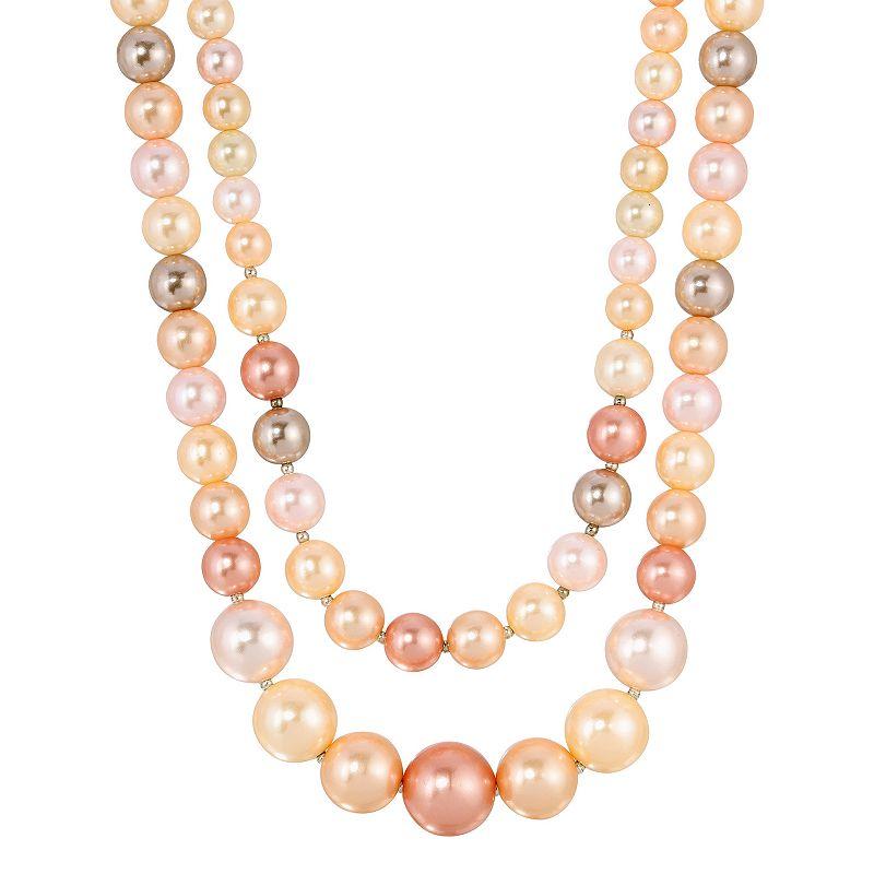 1928 Silver Tone Multi Color Simulated Pearl Necklace, Women's Product Image
