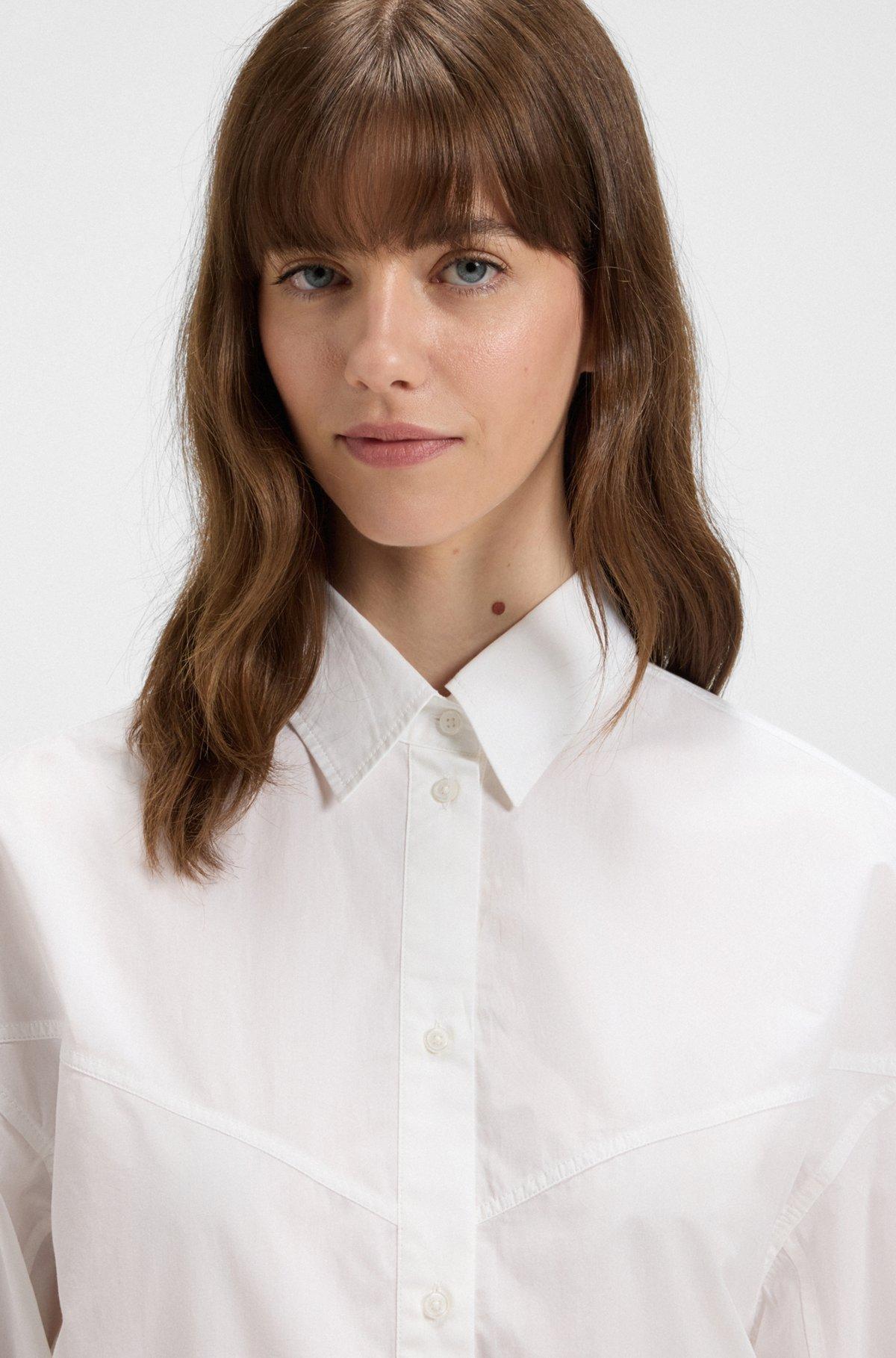 BOSS - Oversize-fit blouse in cotton poplin - White Product Image