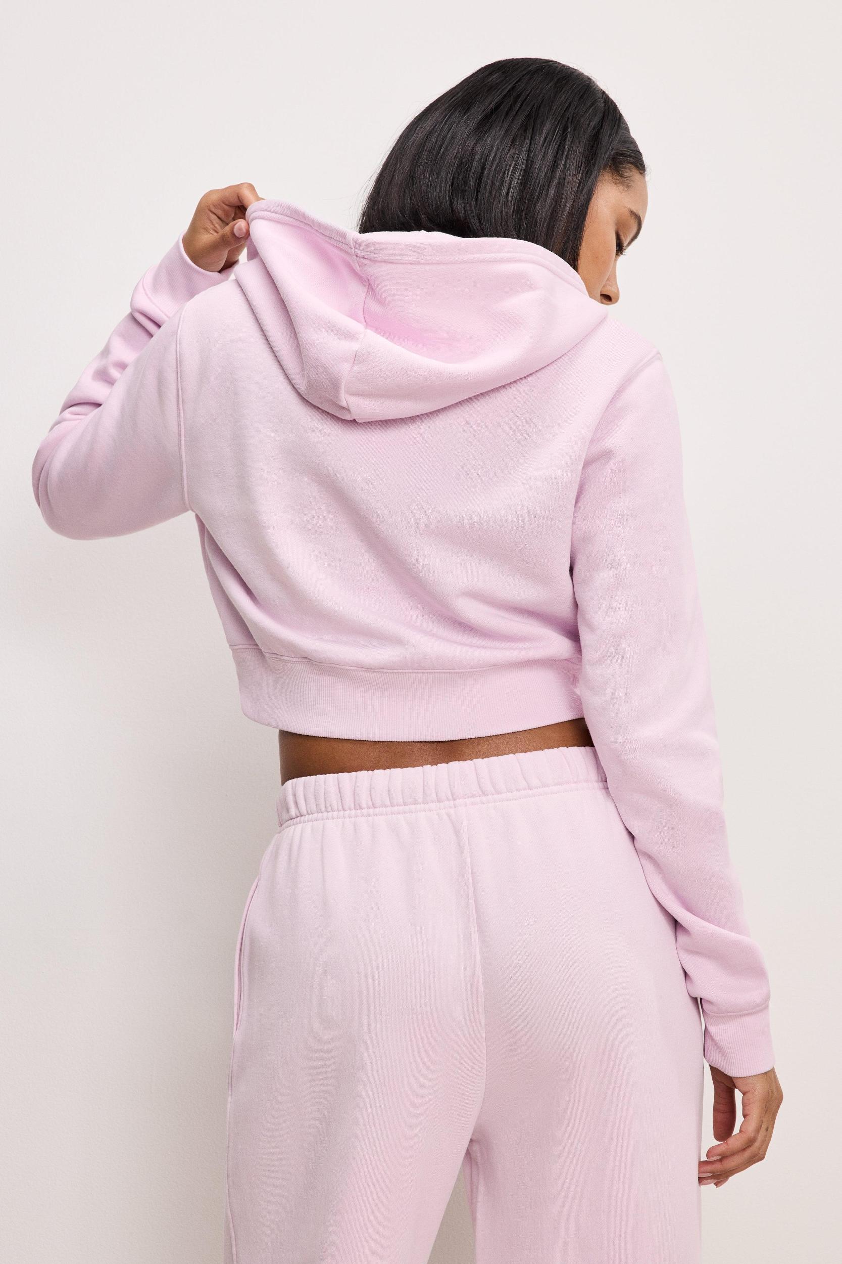 BRUSHED FLEECE ZIP HOODIE | WASHED COTTON CANDY PINK001 Product Image