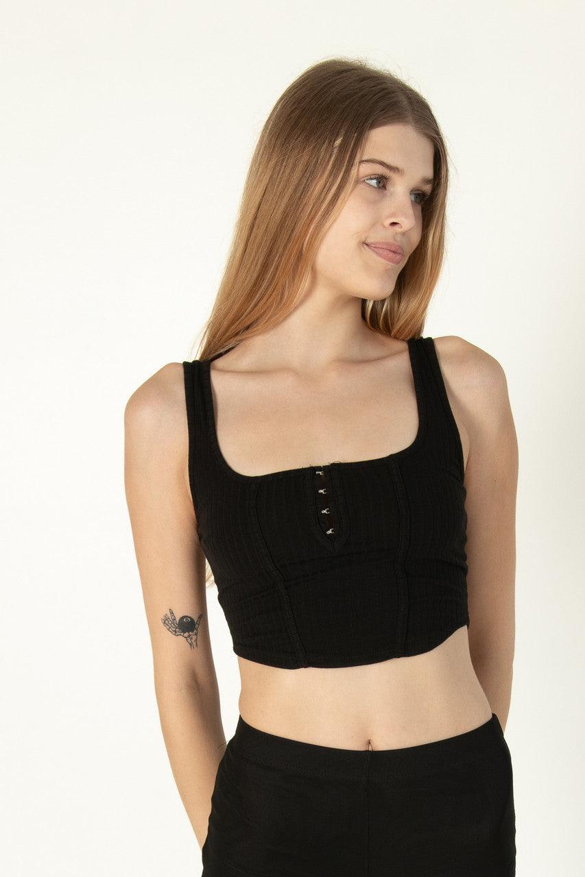 Black Hook and Eye Ribbed Cami Product Image