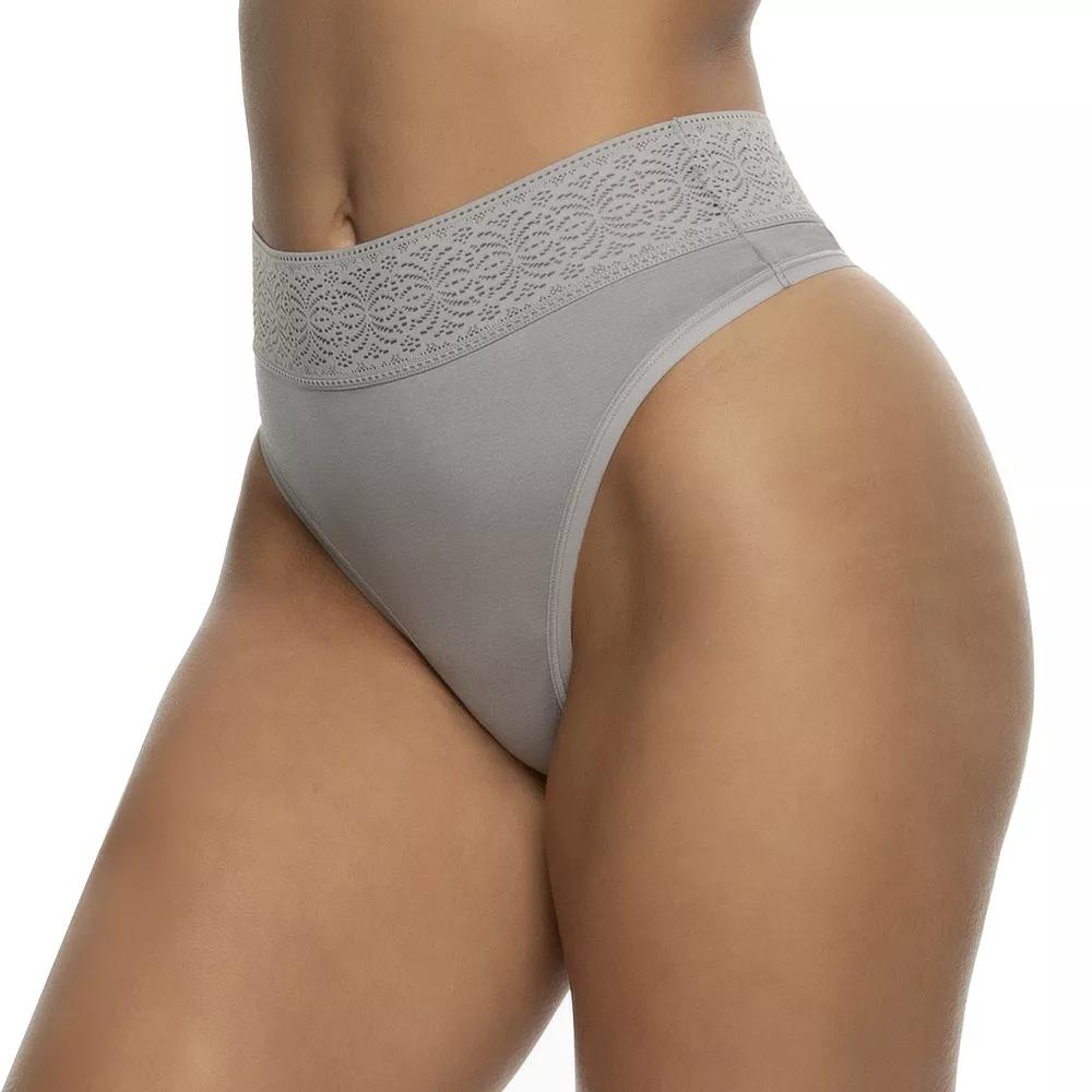 Women's Jezebel Serene High Waisted Thong Panty 530164, Size: Medium, Gray Product Image