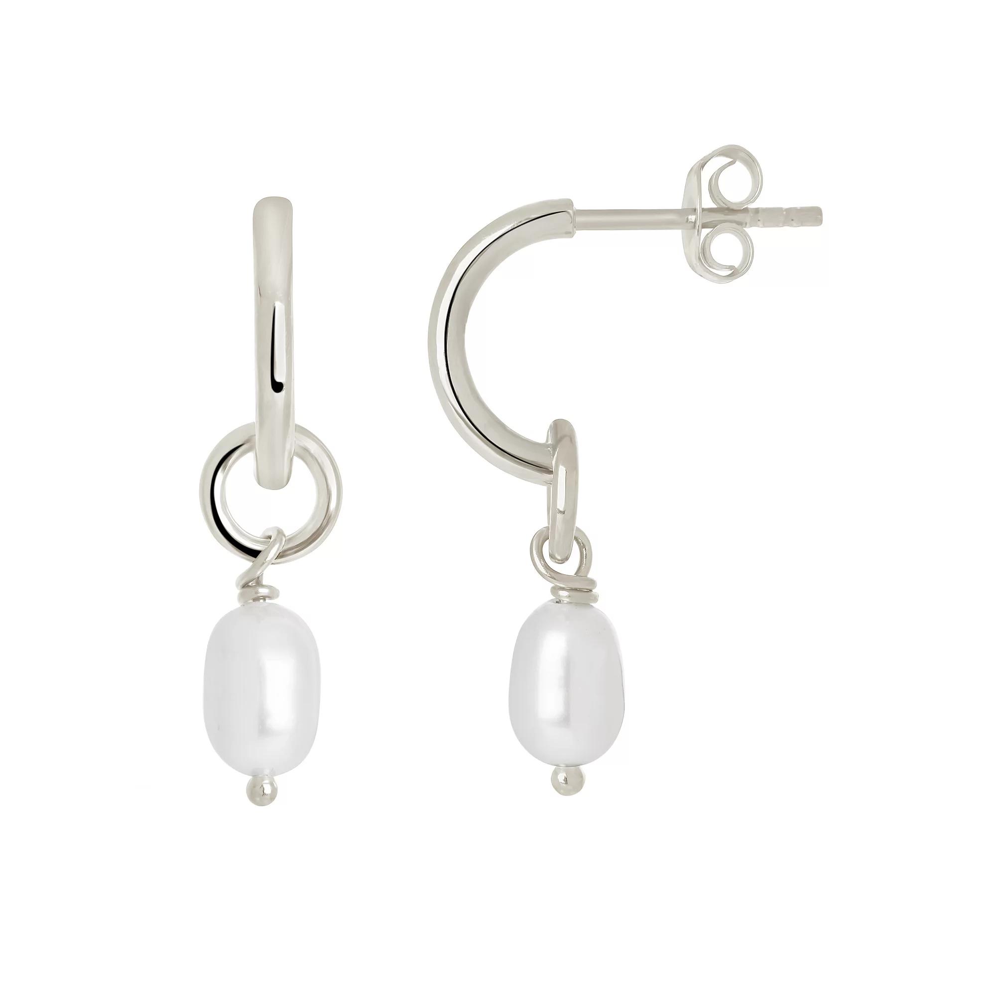 MC Collective Sterling Silver Freshwater Cultured Pearl Drop Earrings, Women's, Silver Tone Product Image