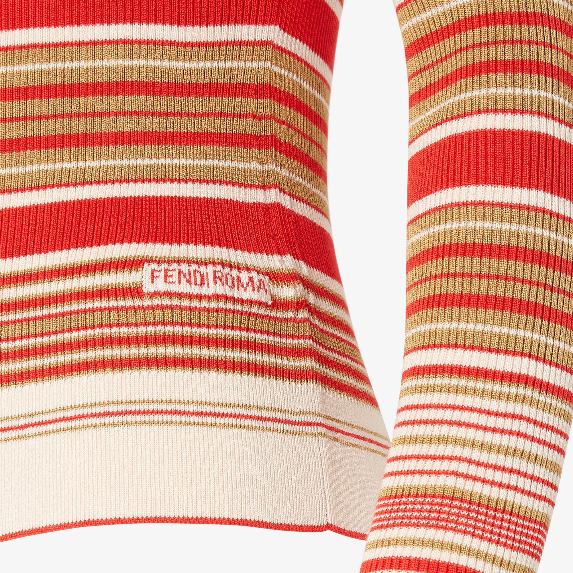 CardiganRed and beige striped cotton and silk cardigan Product Image