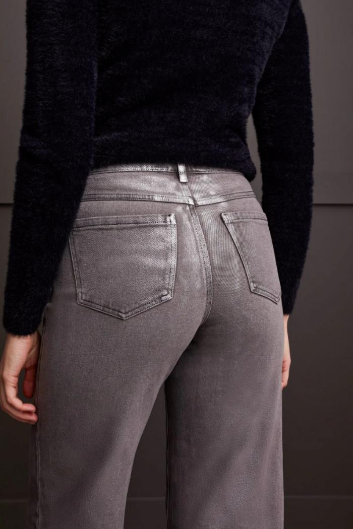 Audrey Wide Leg Jeans w/ Silver Coating Product Image