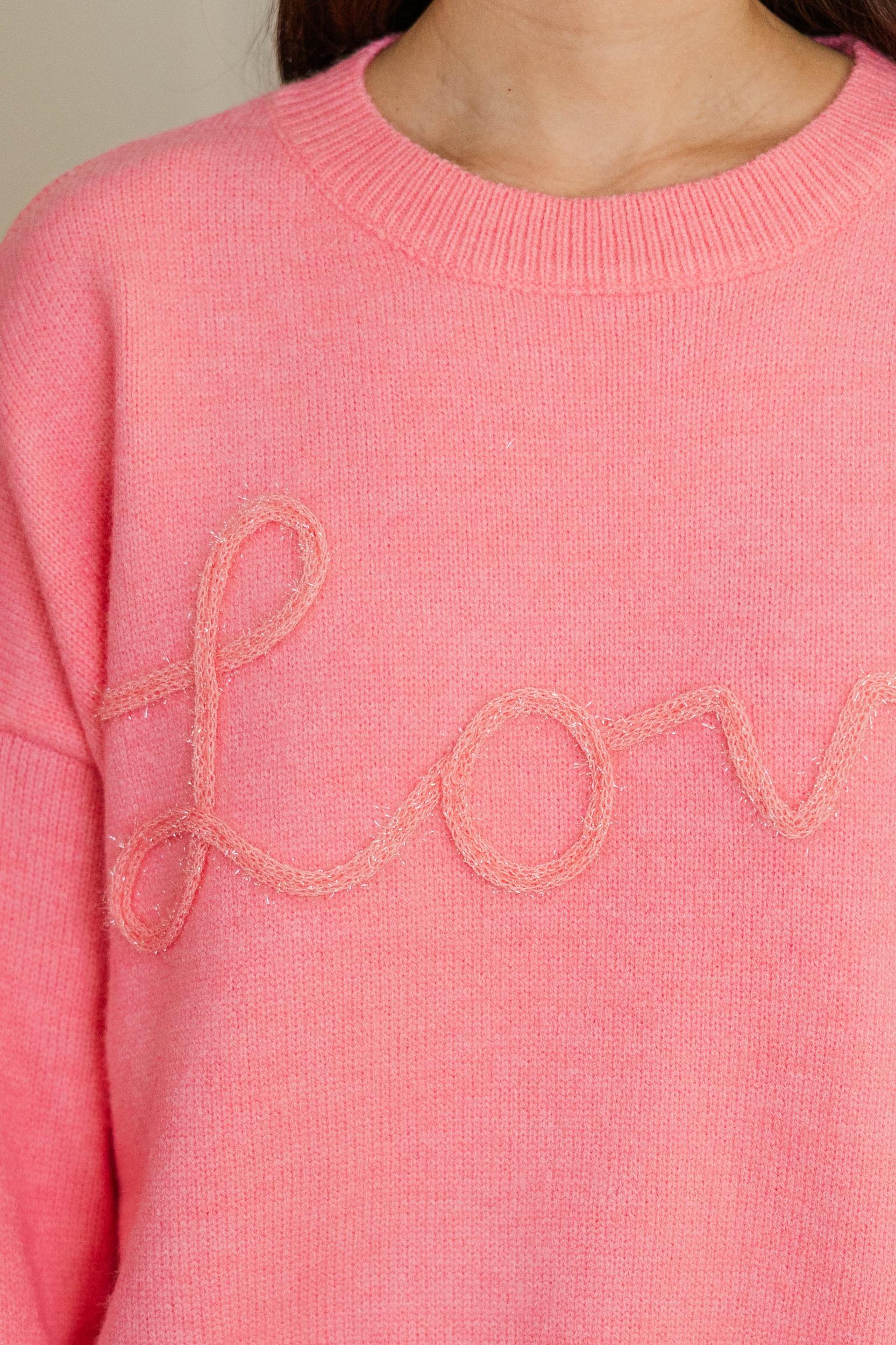 With Love Pink Script Sweater Female Product Image