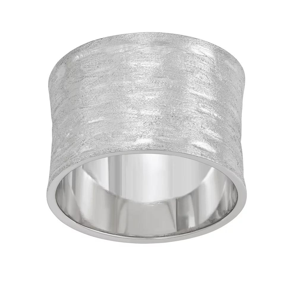 Sterling Silver Textured Cigar Band Ring, Womens Product Image