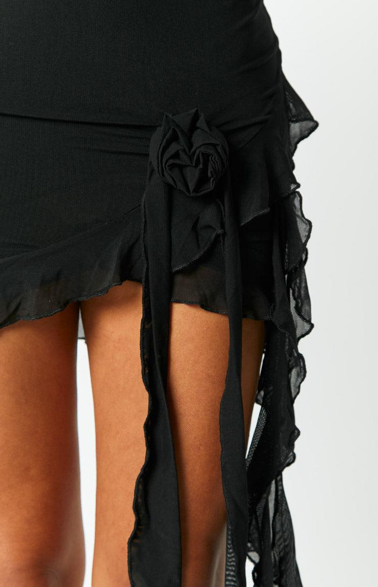 Lola Black Mesh Mini Dress Product Image