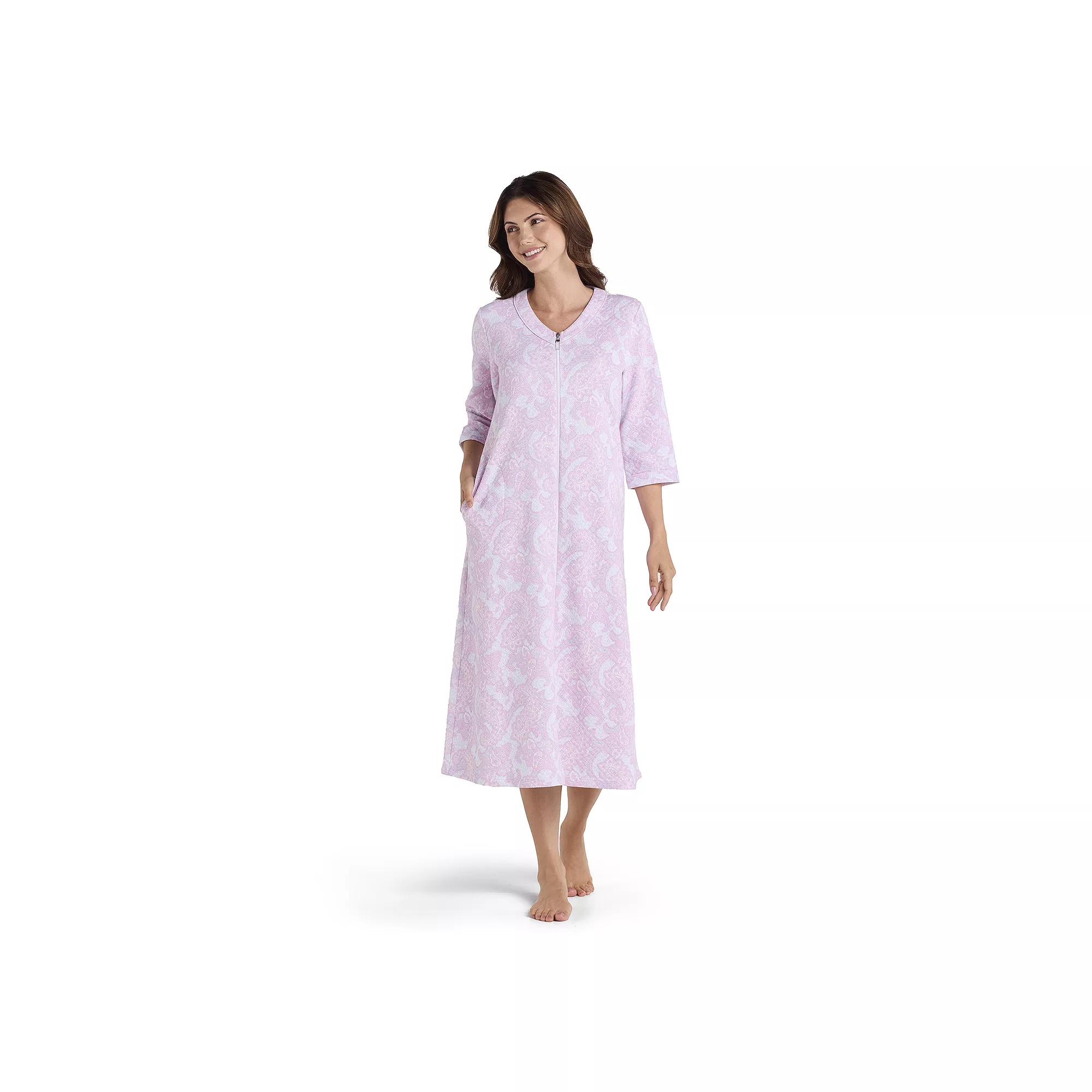 Petite Miss Elaine Essentials Quilt-In-Knit Long Robe, Women's,  Product Image